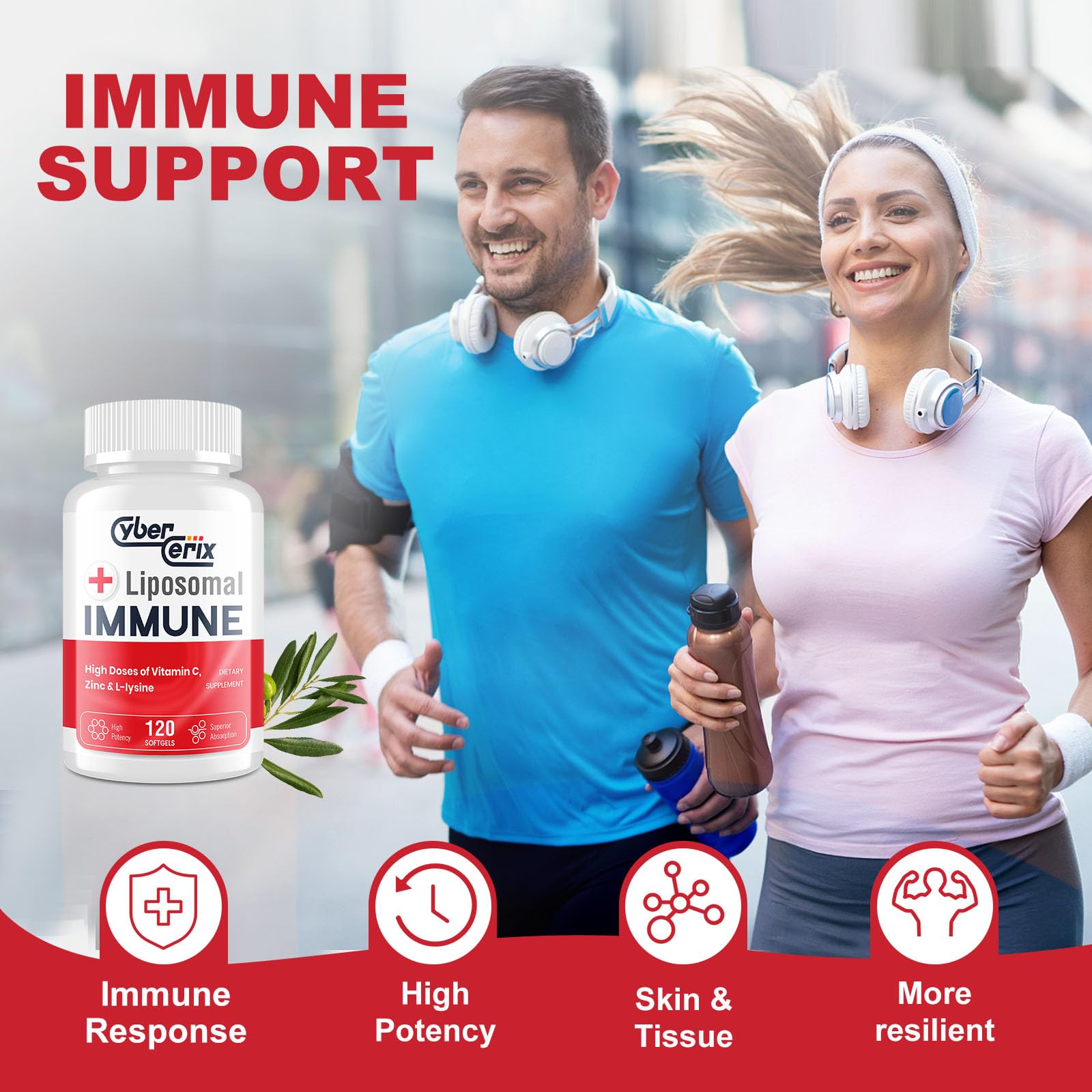 CyberCerix Advanced Liposomal Immune Supplement, Complex with L-Lysine 1,500mg, Vitamins, Minerals & Herbal Extracts, Comprehensive Daily Wellness Blend for Men & Women - 120 Capsules CyberCerix Au supplements