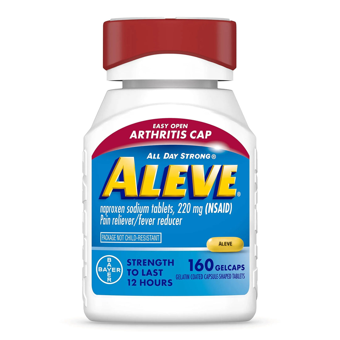 Aleve Gelcaps with Easy Open Arthritis Cap, Naproxen Sodium, Medication for Arthritis Pain, 160 Count Aleve Au supplements