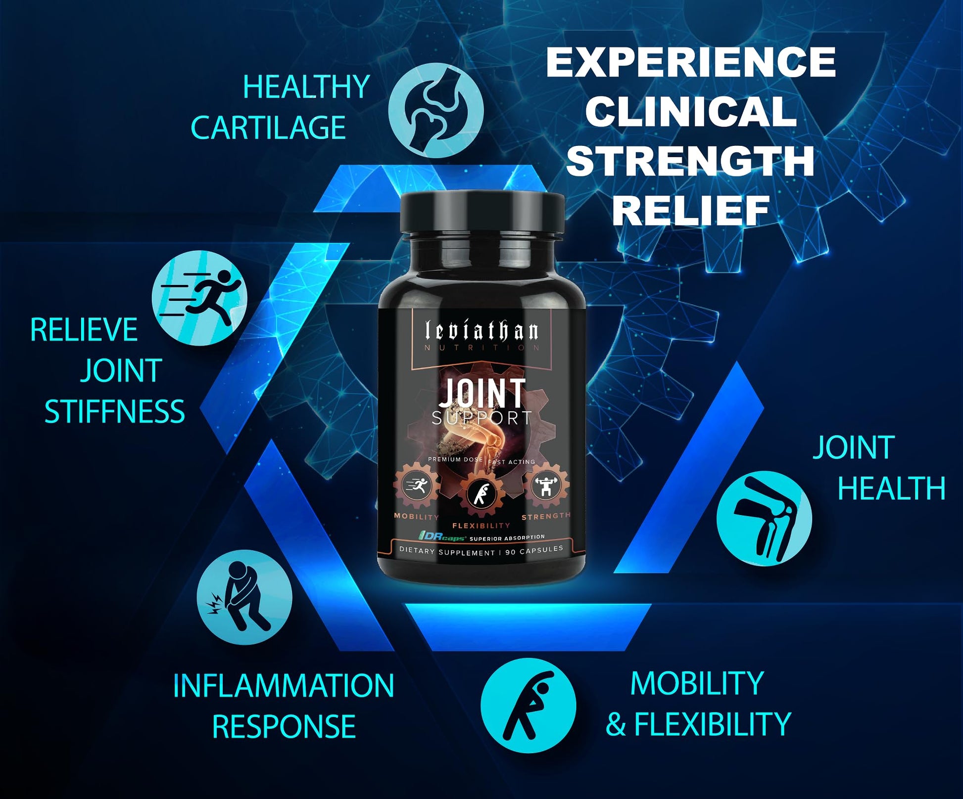 Leviathan Nutrition Joint Support | Helps Repair & Restore Joints for Comfort Mobility, Flexibility, Strength & Joint Health with Boswellia for Hands Back Knee and Joints for Men & Women - 90 Capsules Leviathan Nutrition Au supplements