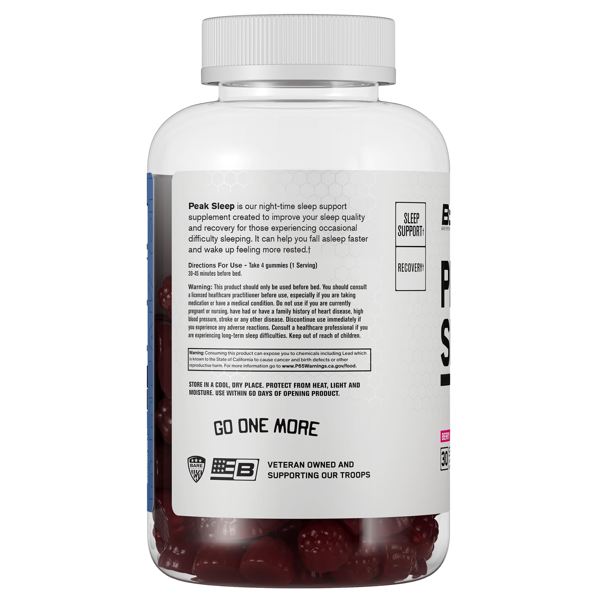 BARE PERFORMANCE NUTRITION, BPN Peak Sleep Gummy, Sleep Aid & Recovery Support Supplement, 30 Servings, Berry BARE PERFORMANCE NUTRITION Au supplements