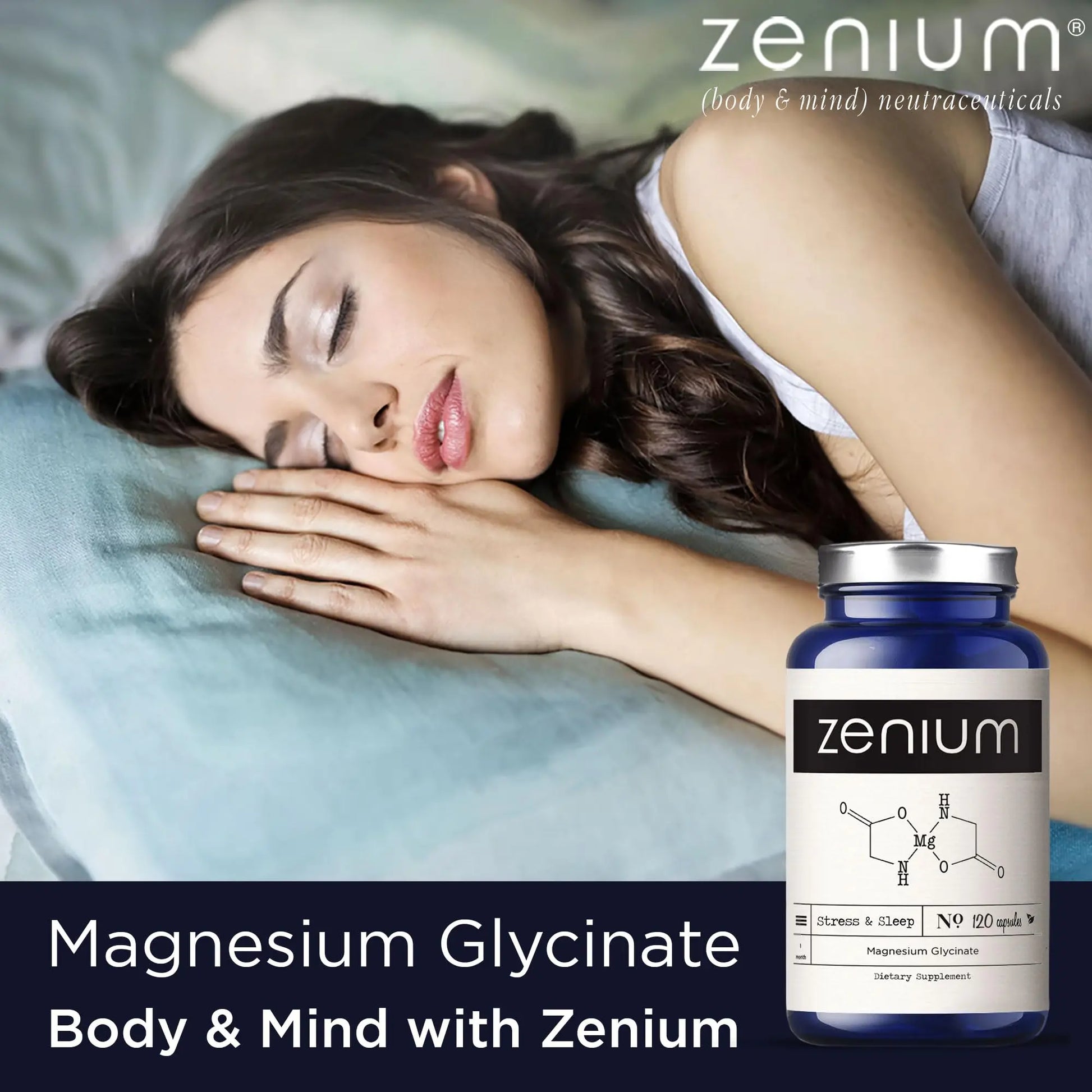 Zenium - Magnesium Glycinate for Sleep, Chelated, 600mg per Serving, 120 Capsules | High Absorption | Relieve Tension, Worry, Nervousness | Calm The Mind & Body | Ayurvedic | Natural Relief Supplement Zenium Au supplements