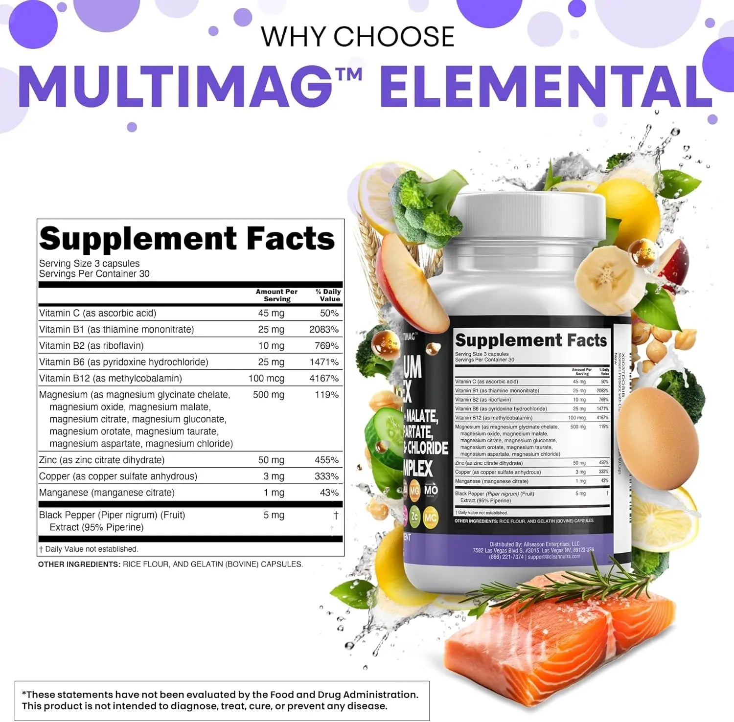 Clean Nutraceuticals Magnesium Complex with Magnesium Glycinate Citrate Malate Oxide Taurate Aspartate Orotate & Mag Chloride, Zinc Copper Manganese (90 Count (Pack of 2)) Clean Nutraceuticals Au supplements