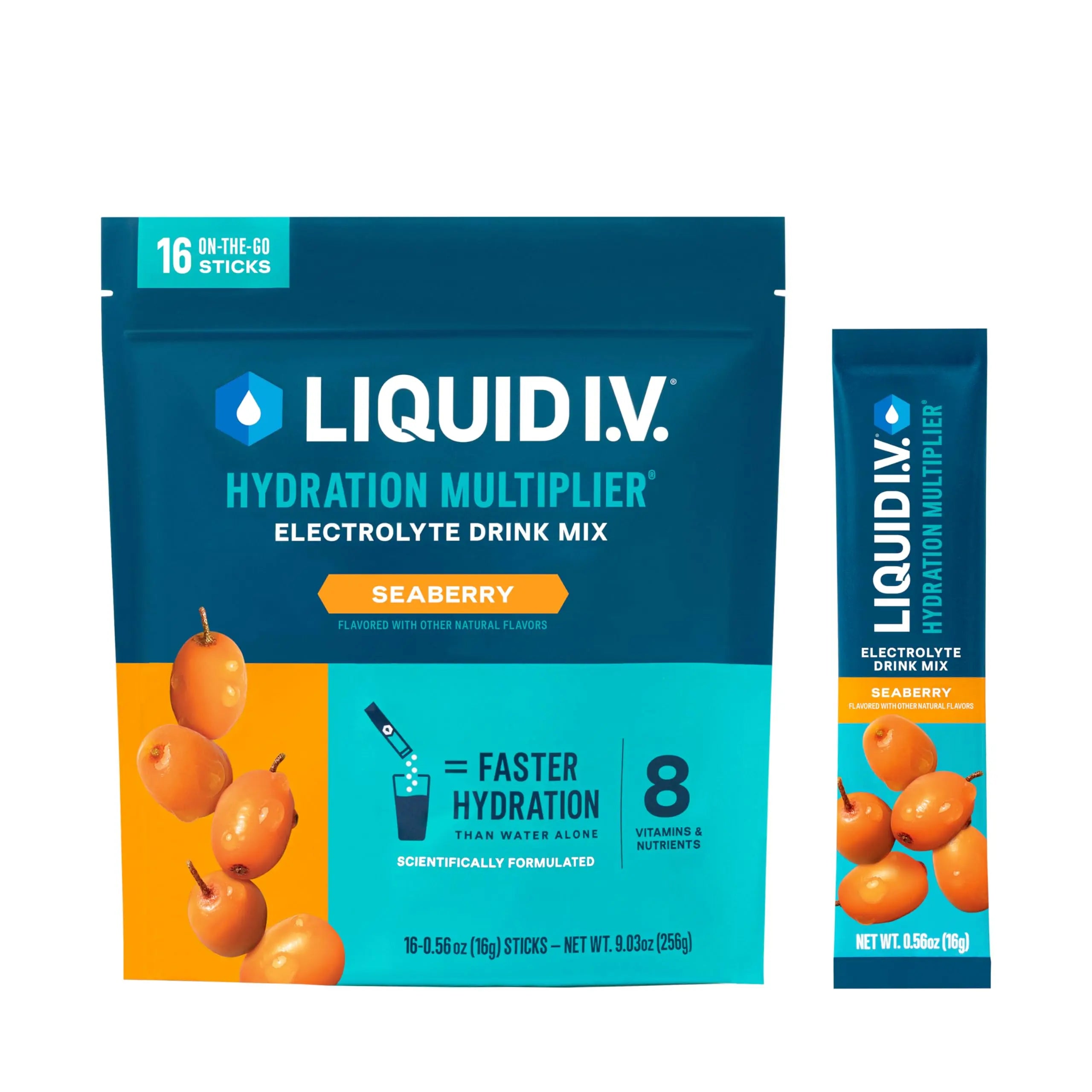 Liquid I.V.® Hydration Multiplier - Seaberry | Electrolyte Powder Drink Mix | 1 Pack (16 Servings) Liquid I.V. Au supplements