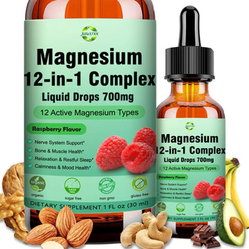 Magnesium 12 in 1 Complex Liquid Drops 700mg, High Absorption Magnesium Glycinate Citrate Malate Taurate & 8 Forms, Magnesium Complex Blend Supplement for Sleep Muscle Nerve Energy Heart Health JUIWEFKK Au supplements