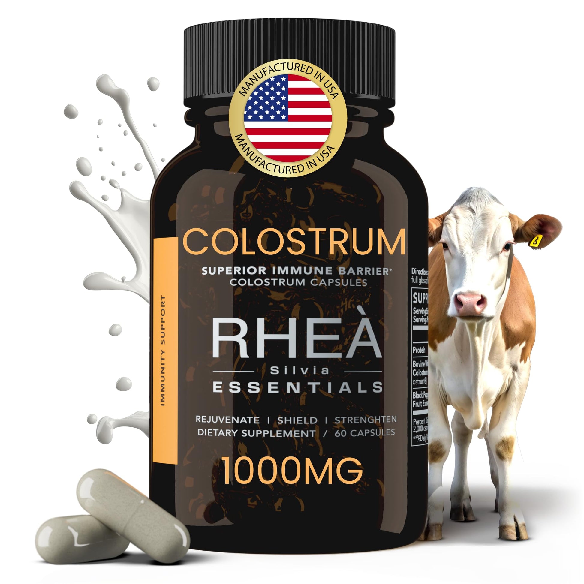 Rhea Bovine Colostrum Supplement for Women, Colostrum Capsules for Gut Health, Digestion, Bloating, Beauty, Immune Support, Bovine Colostrum for Humans, Colostrum Pills (60caps) RHEASILVIA Au supplements