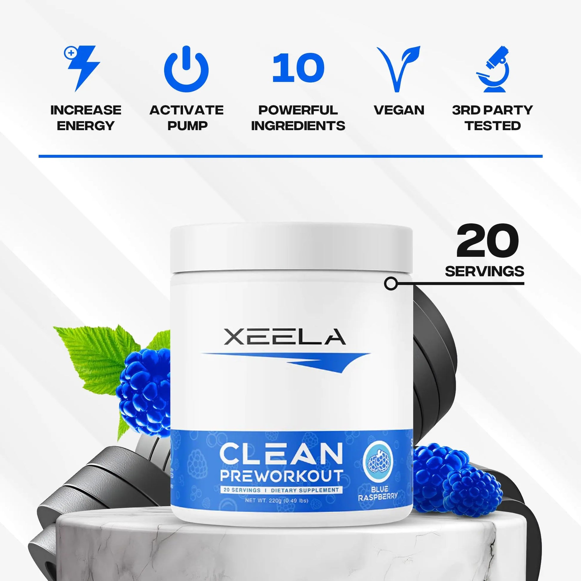 XEELA Organic Pre Workout Powder: Clean Preworkout for Men & Women, with Flavored XEELA Au supplements