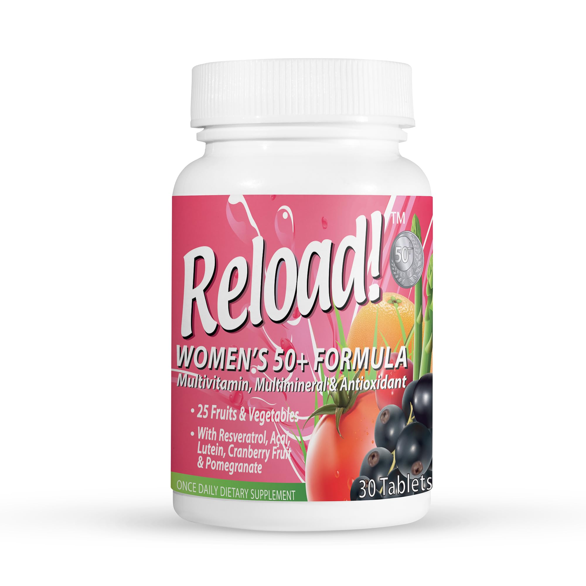 Reload! Women’s 50+ Multivitamin, Multimineral & Antioxidant – with Resveratrol, Acai, Lutein, Cranberry, Pomegranate & 25 Fruits & Vegetables – Once Daily Tablets – 30 Count Reload! Au supplements