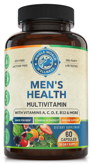 Whole World Wellness Mens Daily Multivitamin Multimineral Supplement for Energy, Focus, Stamina & Performance. Made for Men with 30+ Nutrients, Fruit & Energy Blend. Mens Vitamins, Made in The USA. WHOLE WORLD WELLNESS Au supplements