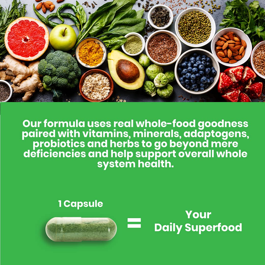 Paradise Herbs Earth's Blend Vitamin D3, Superfoods Base of Probiotics and Organic Alkalizing Greens, Veggies & Berries, 90 Vegetarian Capsules Paradise Herbs Au supplements