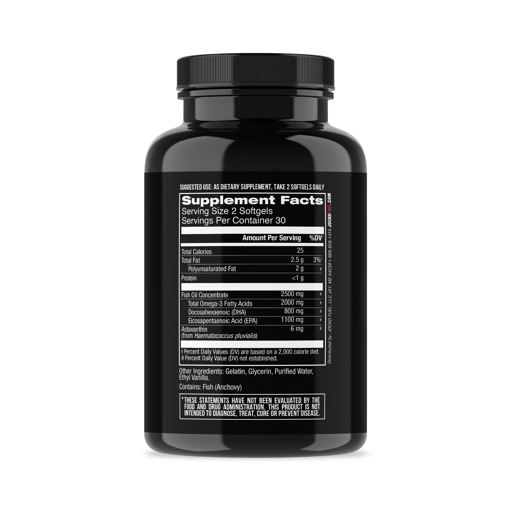 Jocko Fuel Omega 3 Fish Oil Supplement 2000mg - Burpless Fatty Acid Supplement, Wild Caught, Powerful Antioxidant with Astaxanthin (60 Capsules) Jocko Fuel Au supplements