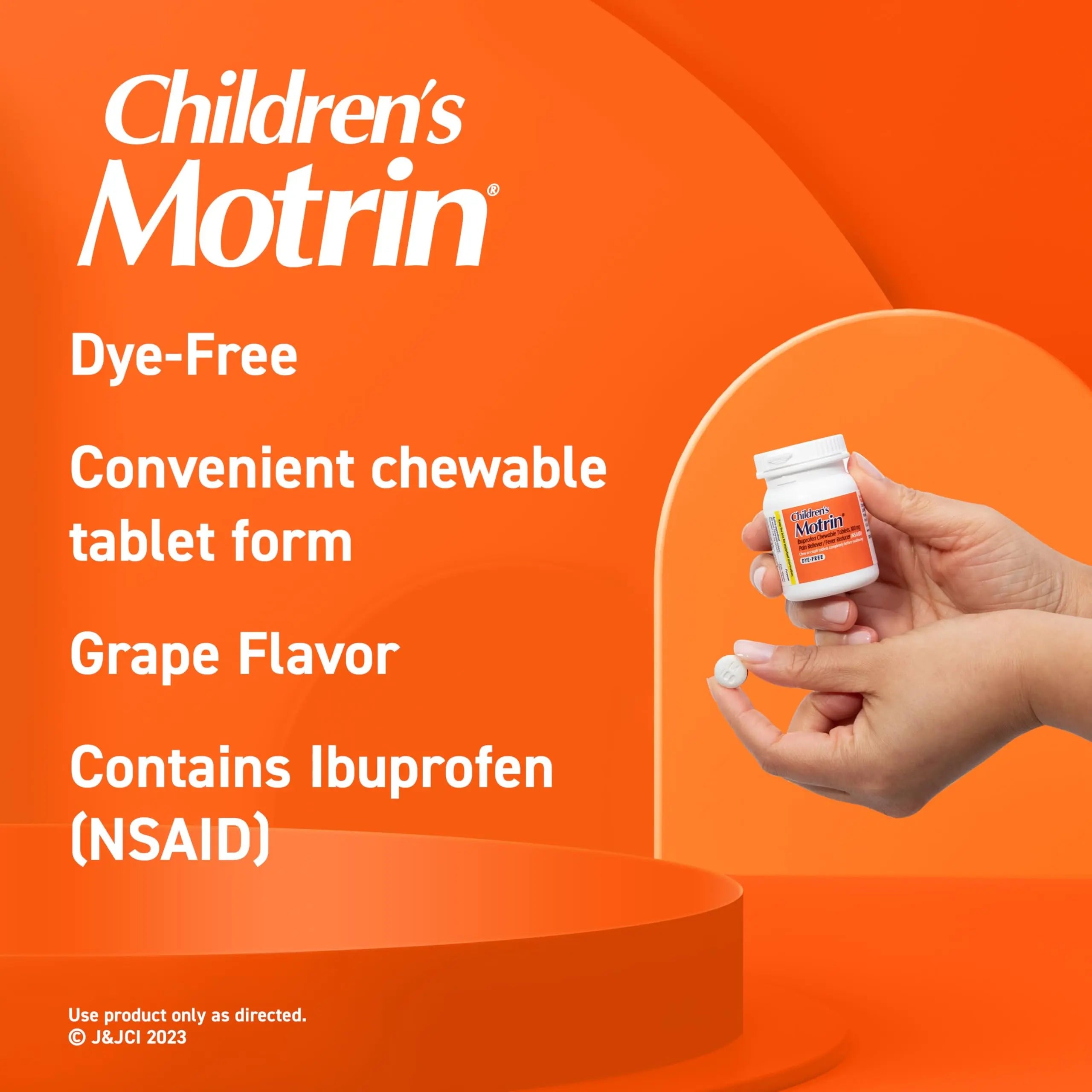 Motrin Children's Dye-Free Chewable Tablets with Ibuprofen, Kids' Fever Reducer & Pain Reliever for Sore Throat, Fever, Toothache & Pain Relief, Grape Flavor, 24 Ct Motrin Au supplements