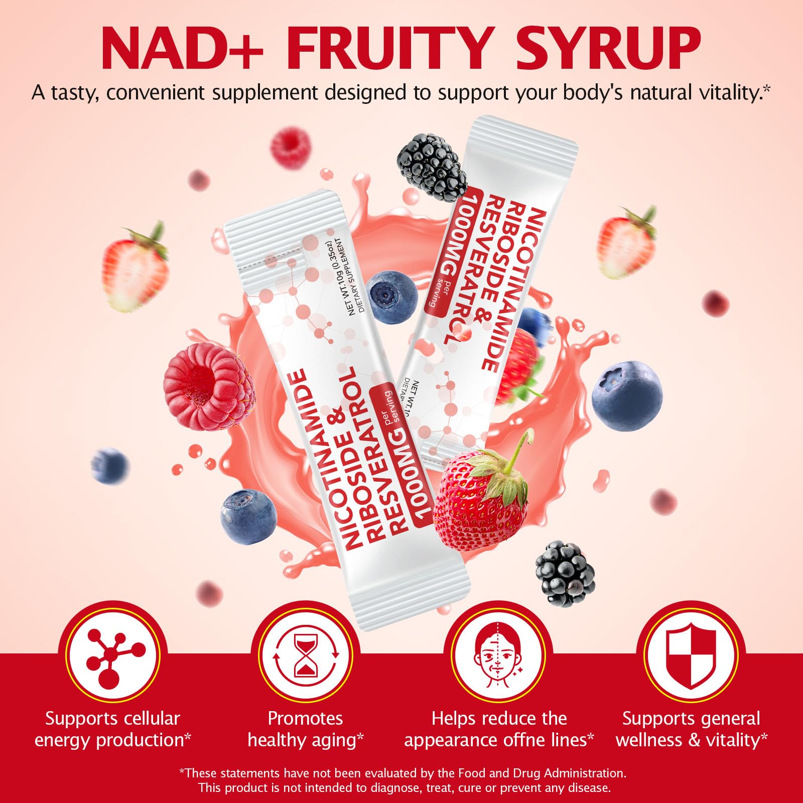 NAD+ Supplement 1000mg Liquid Packets 21pcs, Nicotinamide Riboside Resveratrol, NAD Supplements for Women Men, Anti-Aging, Repairs Cells, Support Natural Vitality Nyloriaine Au supplements