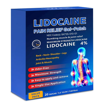 KIbabyDI Professional Lidocaine Pain Relief Patches - 20 Count | 4% Medicated Gel Patches for Targeted Joint & Muscle Comfort | Long-Lasting 12-Hour Relief, Ultra-Flexible Design -lb234 KIbabyDI Au supplements