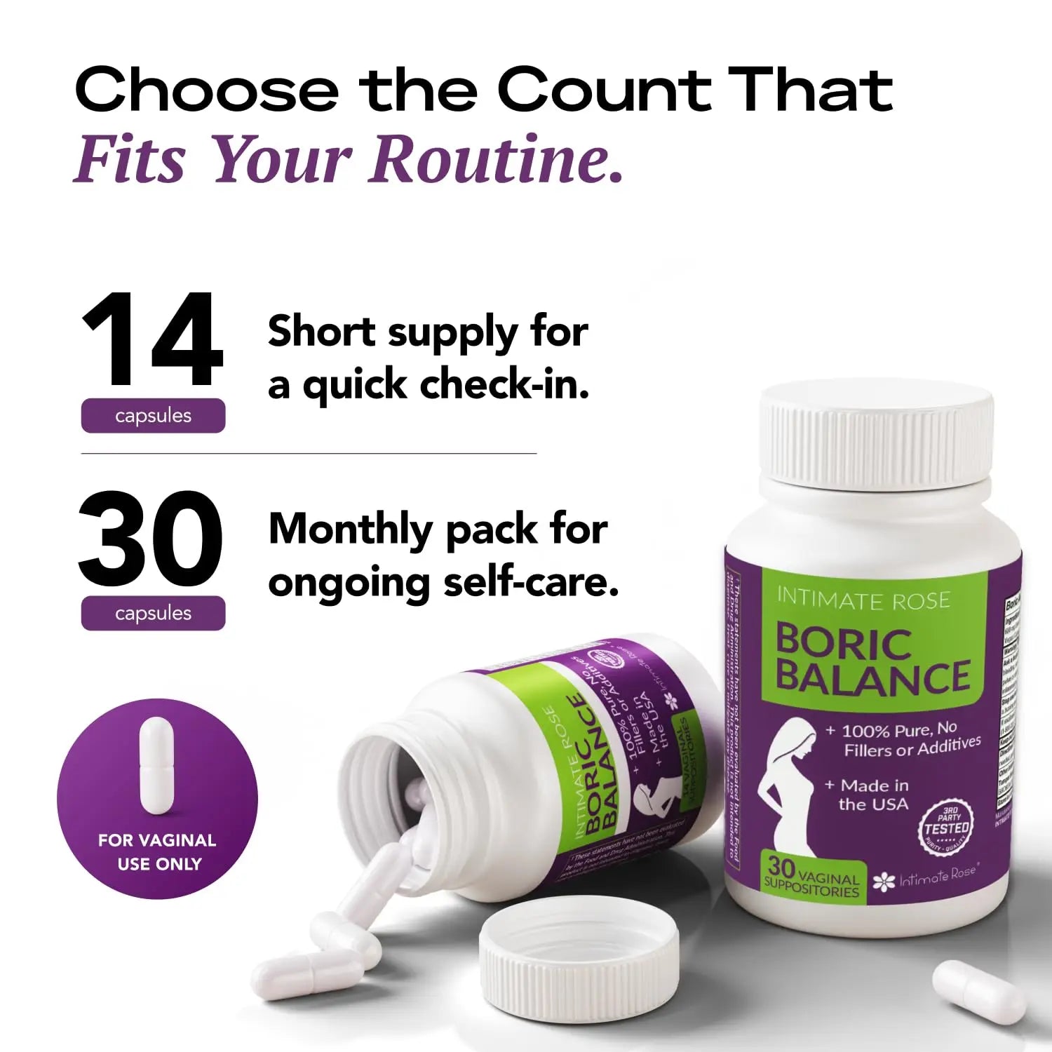Intimate Rose Boric Acid Vaginal Suppositories, 30 Count for Feminine Deodorizing & Freshness - Vegan Capsules Intimate Rose Au supplements
