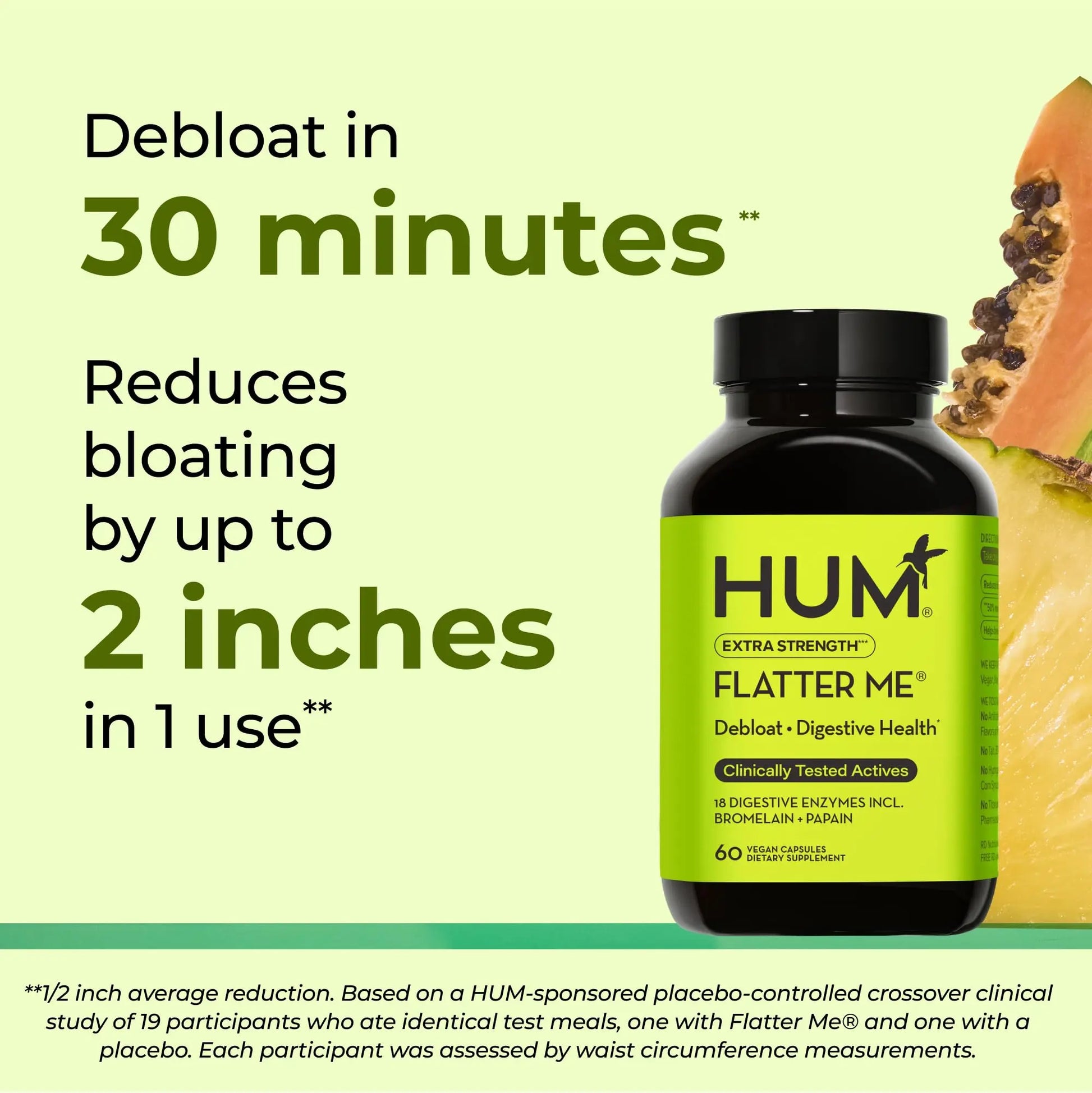 HUM Flatter Me Extra Strength Digestive Enzymes for Women, Men, Digestive Gut Bloating Supplement, Ginger, Peppermint Leaf, Fast Acting Anti Bloat HUM Au supplements