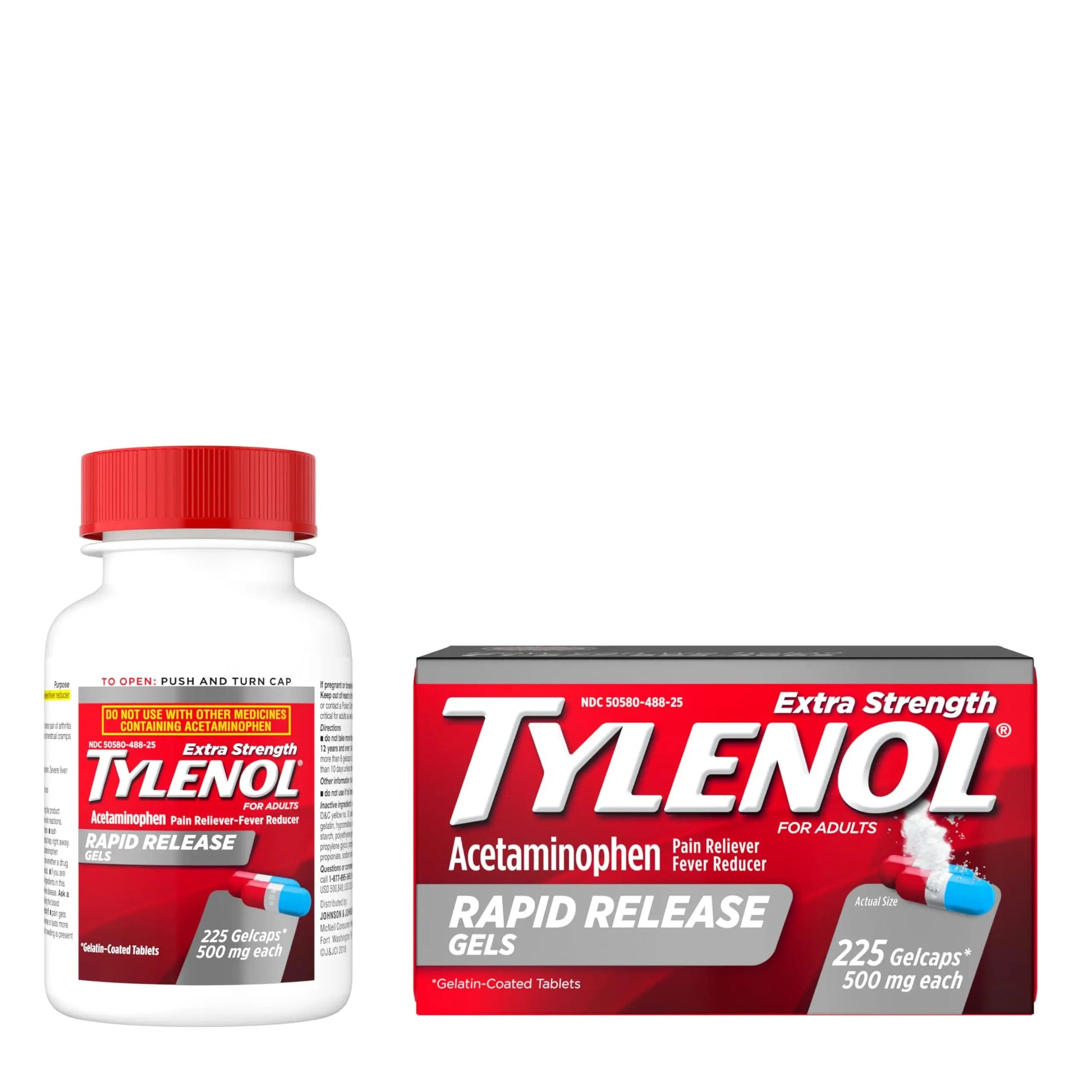 Tylenol Extra Strength Acetaminophen Rapid Release Gels, Fast, Strong Pain Relief, Fever Reducer Medicine, 500 mg Gelcaps with Laser‑Drilled Holes for Fast Release, Value Size, 225 Count Tylenol Au supplements