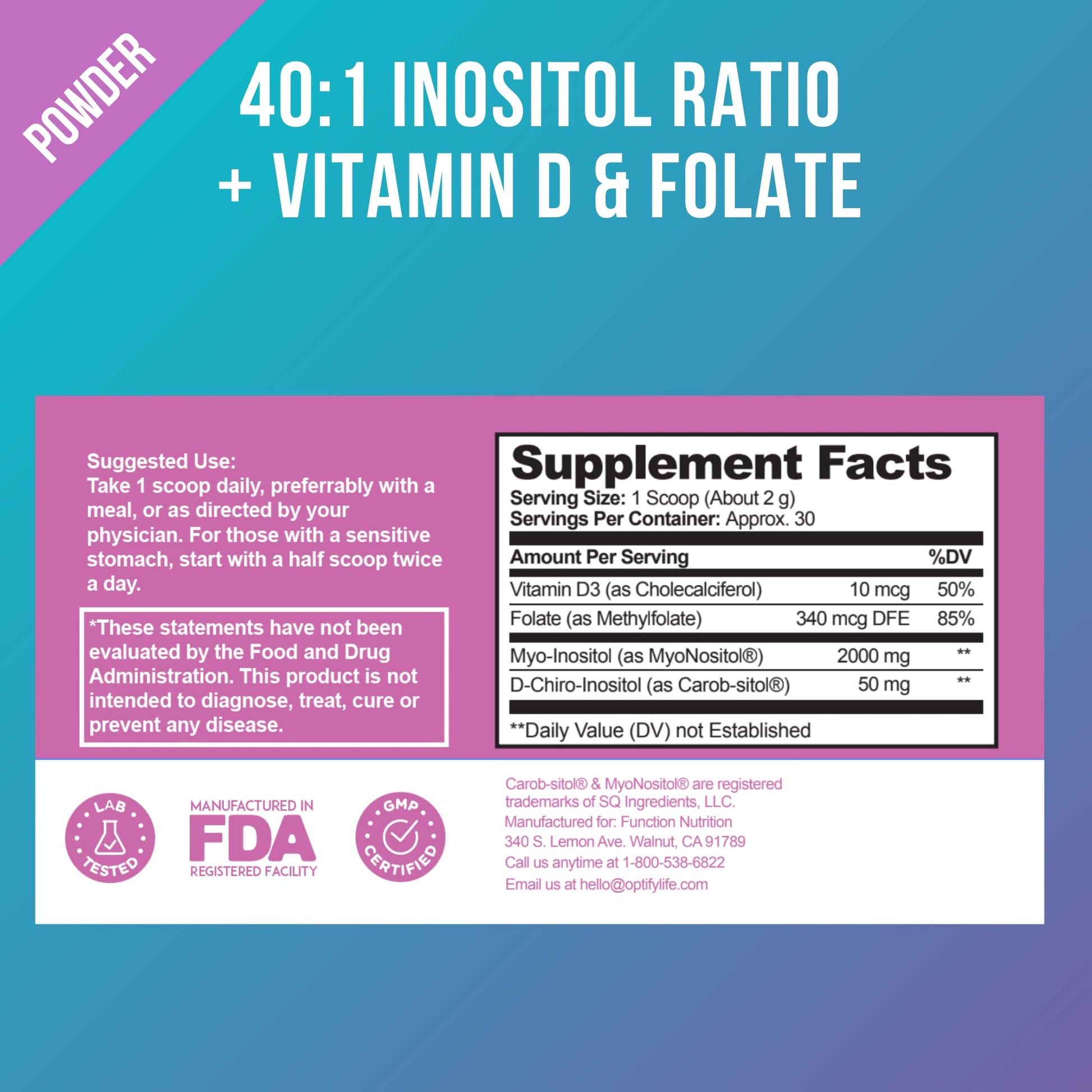 Premium Inositol Supplement Bundle - Myo-Inositol and D-Chiro Inositol Plus Folate Optify Au supplements