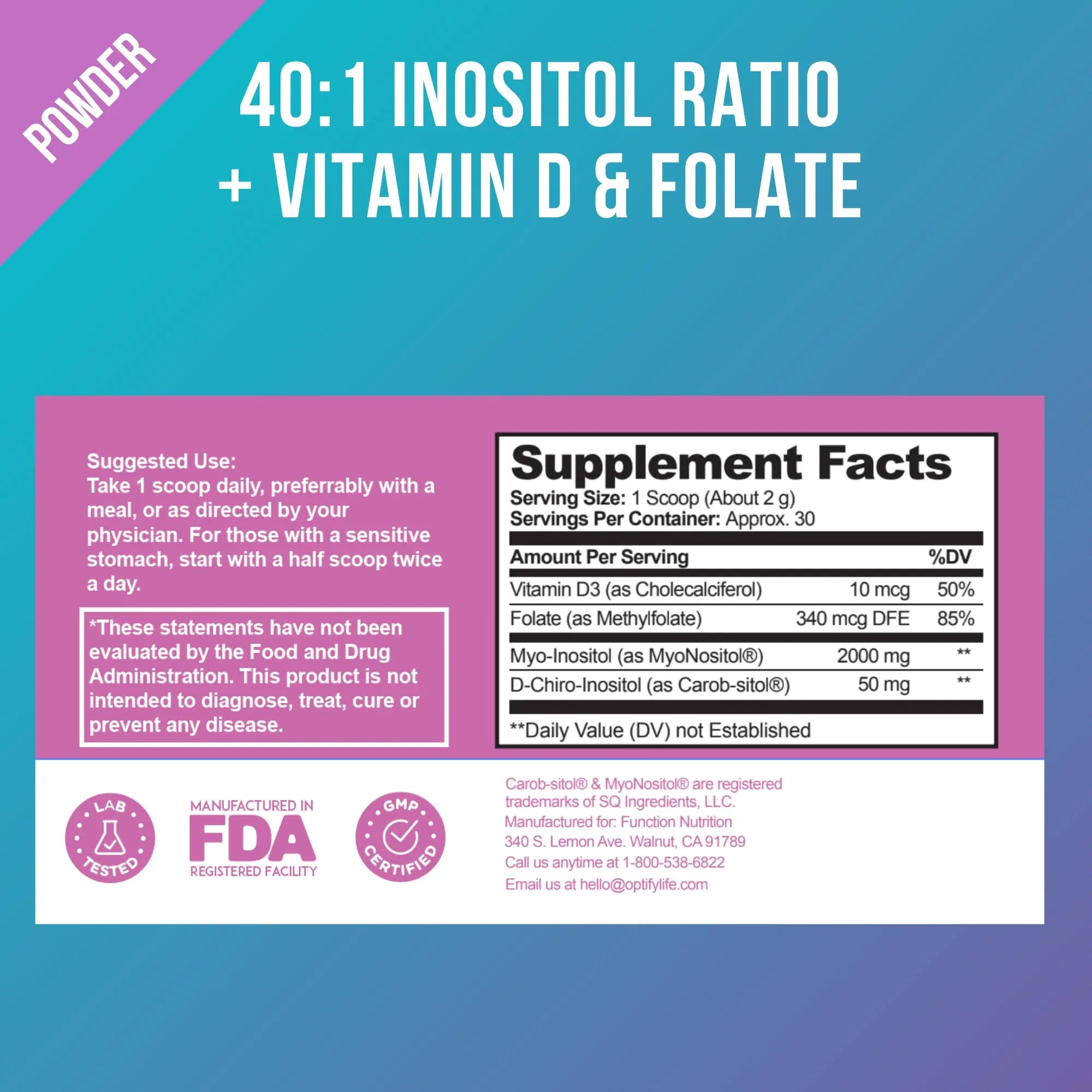 Premium Inositol Supplement Bundle - Myo-Inositol and D-Chiro Inositol Plus Folate Optify Au supplements