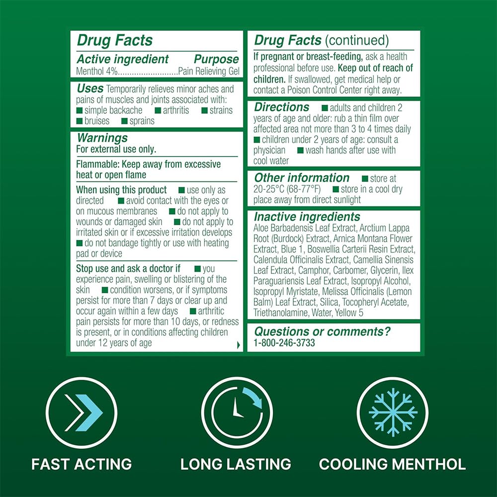 Biofreeze 13451 Roll-On Pain-Relieving Gel, 2.5 FL oz, Green Topical, Arthritis, Strains, Bruises, & Sprains (7.5 Fl Oz (Pack of 3), 3, Count) Biofreeze Au supplements