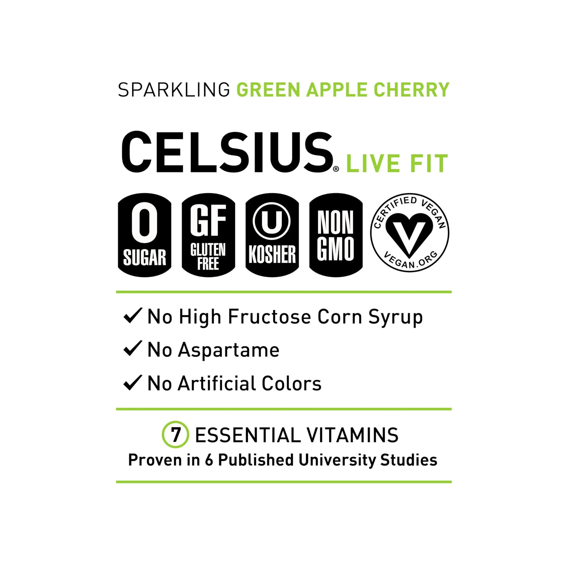 CELSIUS Sparkling Green Apple Cherry, Functional Essential Energy Drink, 12 Fl Oz CELSIUS Au supplements
