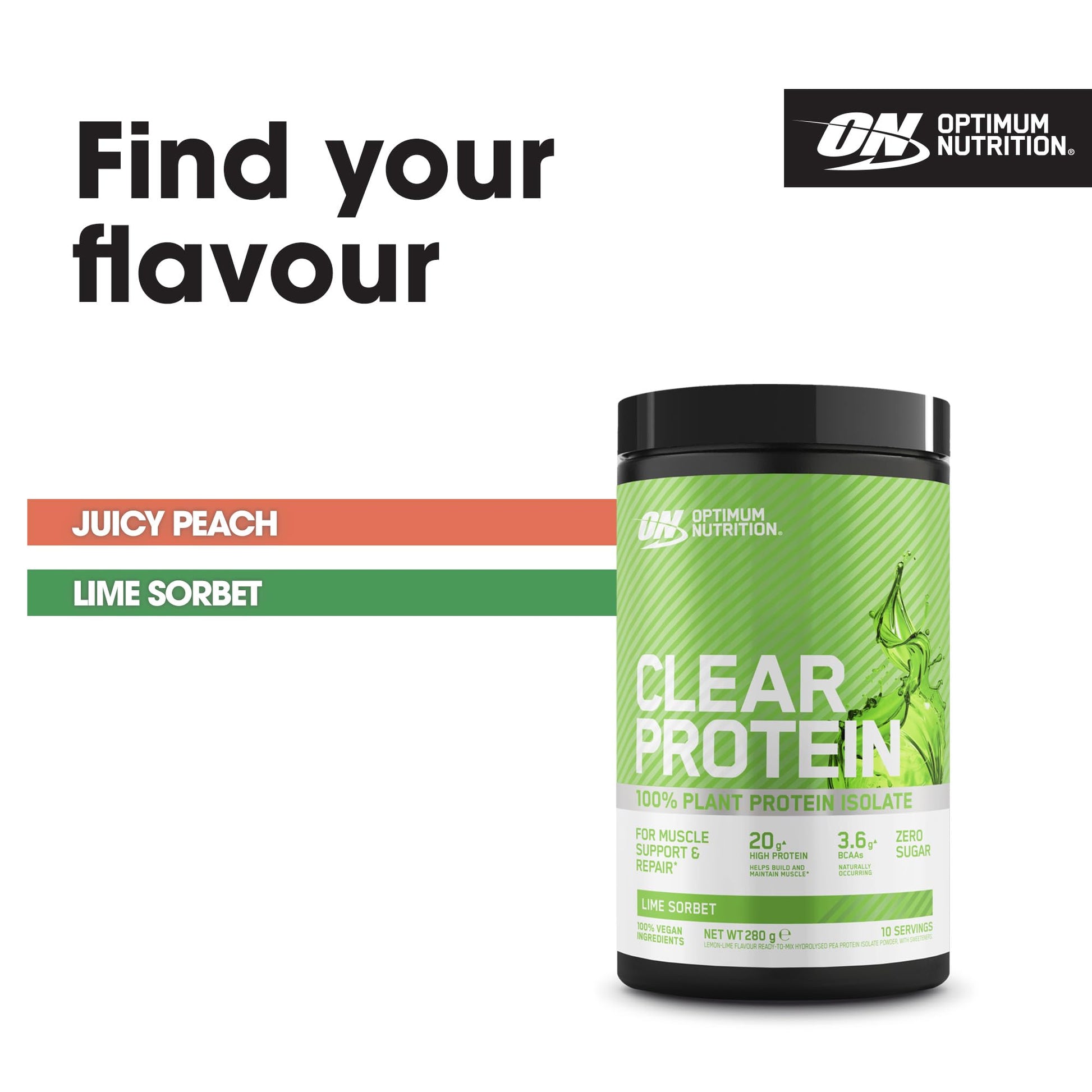 Optimum Nutrition Clear Protein 100% Plant Protein Isolate, Lime Sorbet Optimum Nutrition Au supplements