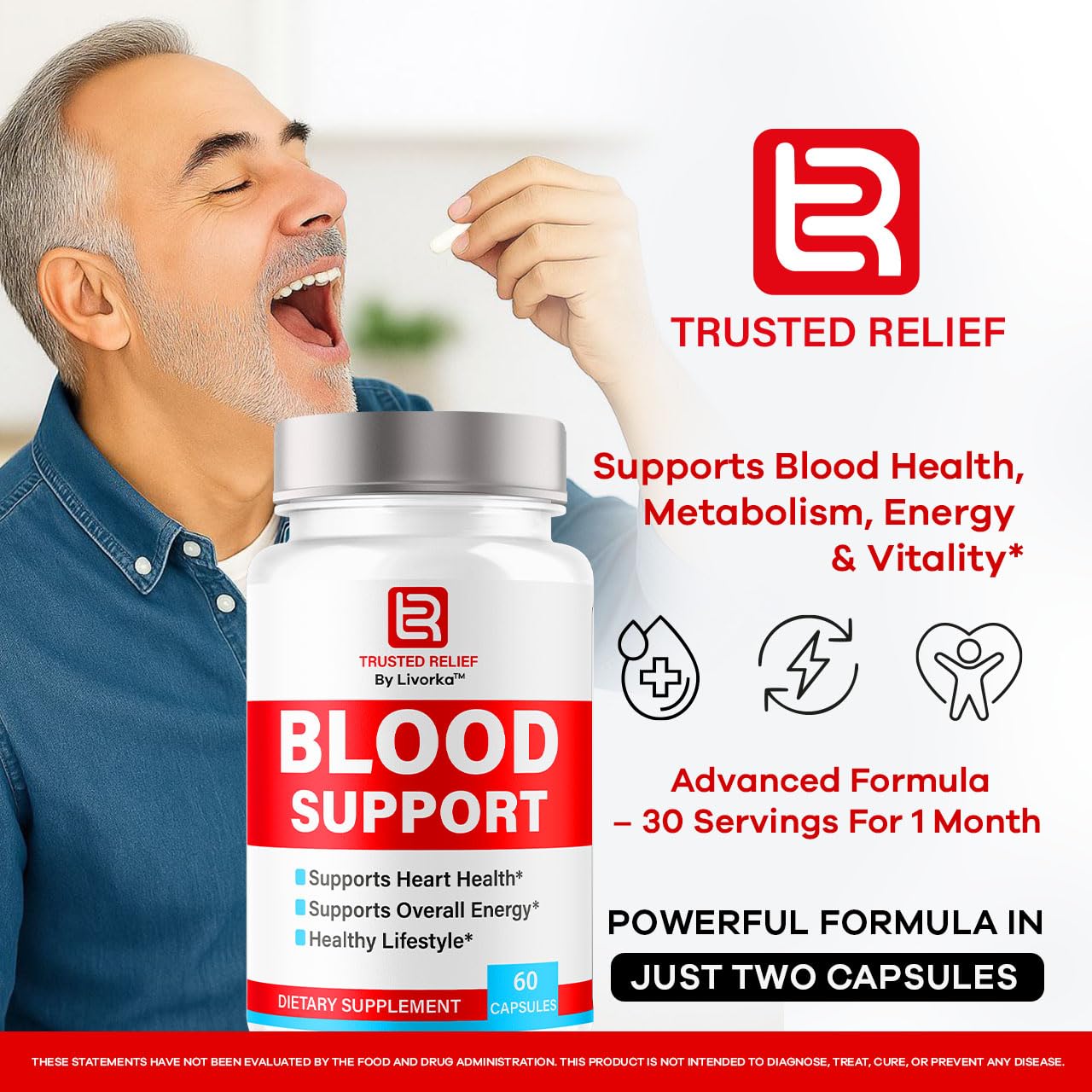 Trusted Relief Blood Support Capsules - Official TrustedRelief Blood Support Vitamin Pills, Natural Trusted Relief Advanced Premium Formula Wellness & Overal Health, 60 Capsules for 1 Month LIVORKA Au supplements