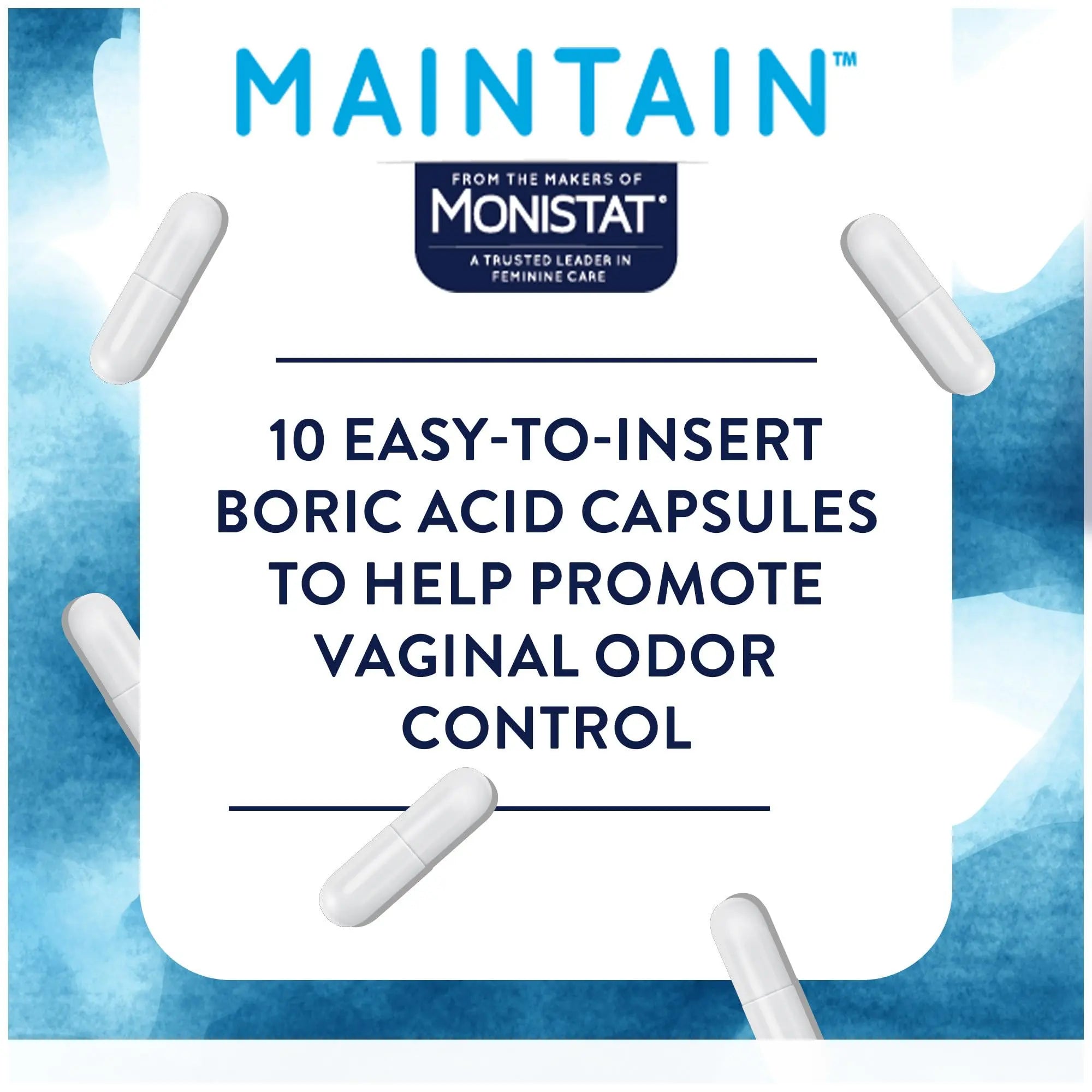 Monistat Maintain Boric Acid Odor Control Kit, 10 Feminine Wipes & 10 Boric Acid Suppositories for Women, Fragrance-Free and Non-Irritating pH Balanced Formulas to Control Vaginal Odor Monistat Au supplements
