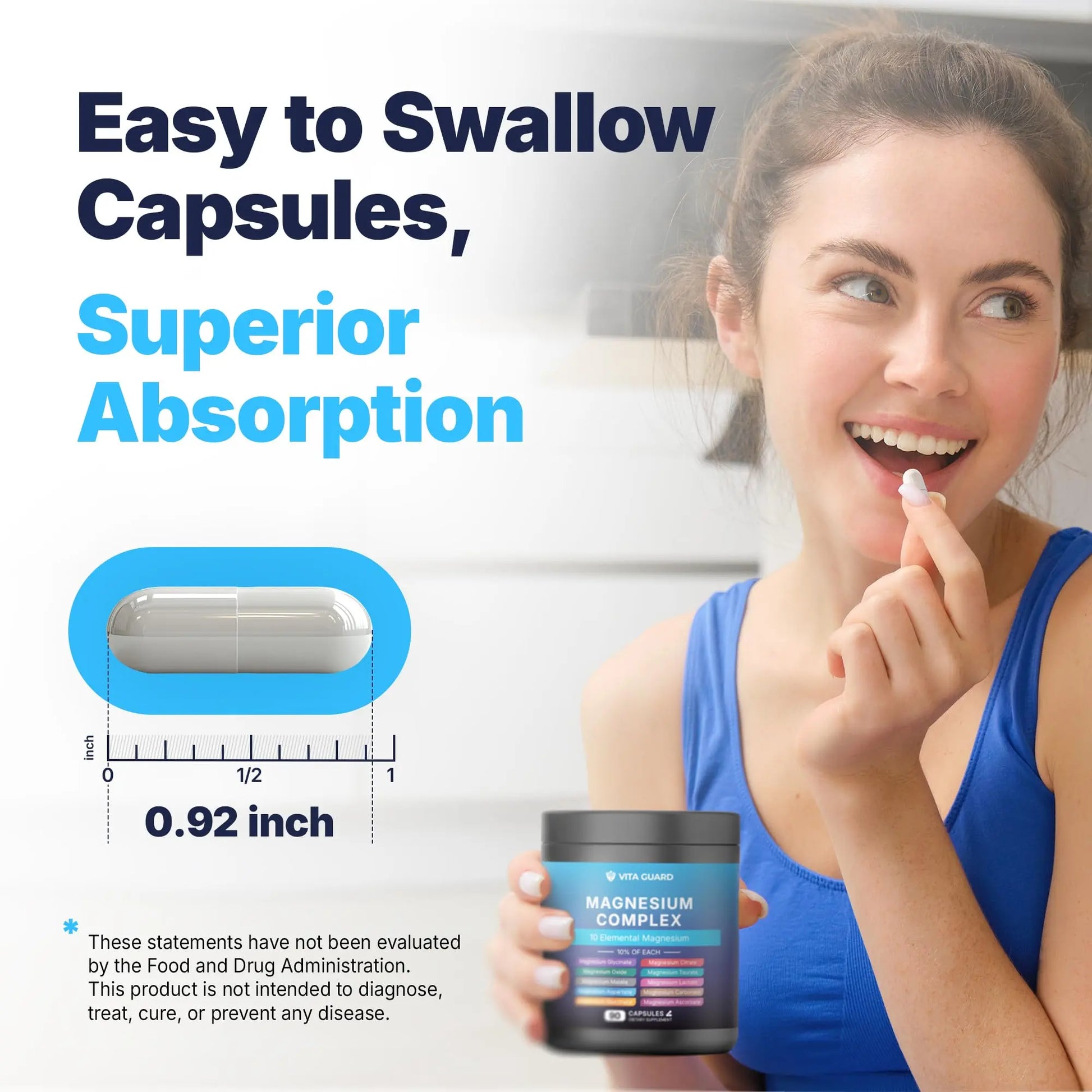 Vita Guard Magnesium Complex 1480mg – 10-in-1 with Glycinate, Citrate, Malate & More – High Absorption – Sleep, Muscle, Nerve & Heart Support – 90 Vegan Capsules – Non-GMO, Gluten-Free, No Sugar Vita Guard Au supplements
