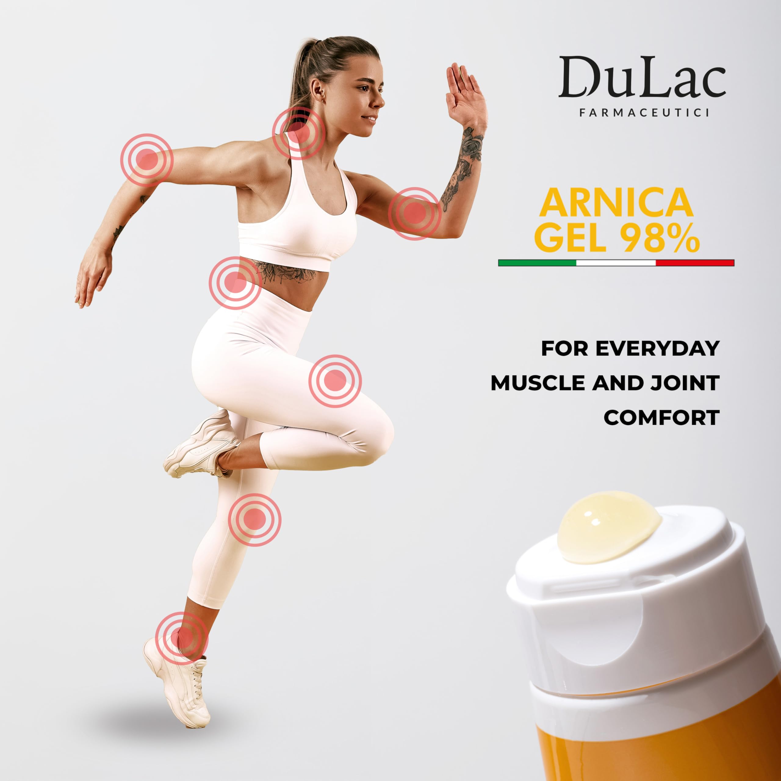 Dulac Arnica Body Massage Gel – Water-Based Cosmetic Massage Gel with Arnica Montana, Fast-Absorbing Lightweight Texture, Non-Greasy Feel, Dermatologically Tested, 3.38 Fl Oz DULÀC FARMACEUTICI 1982 Au supplements