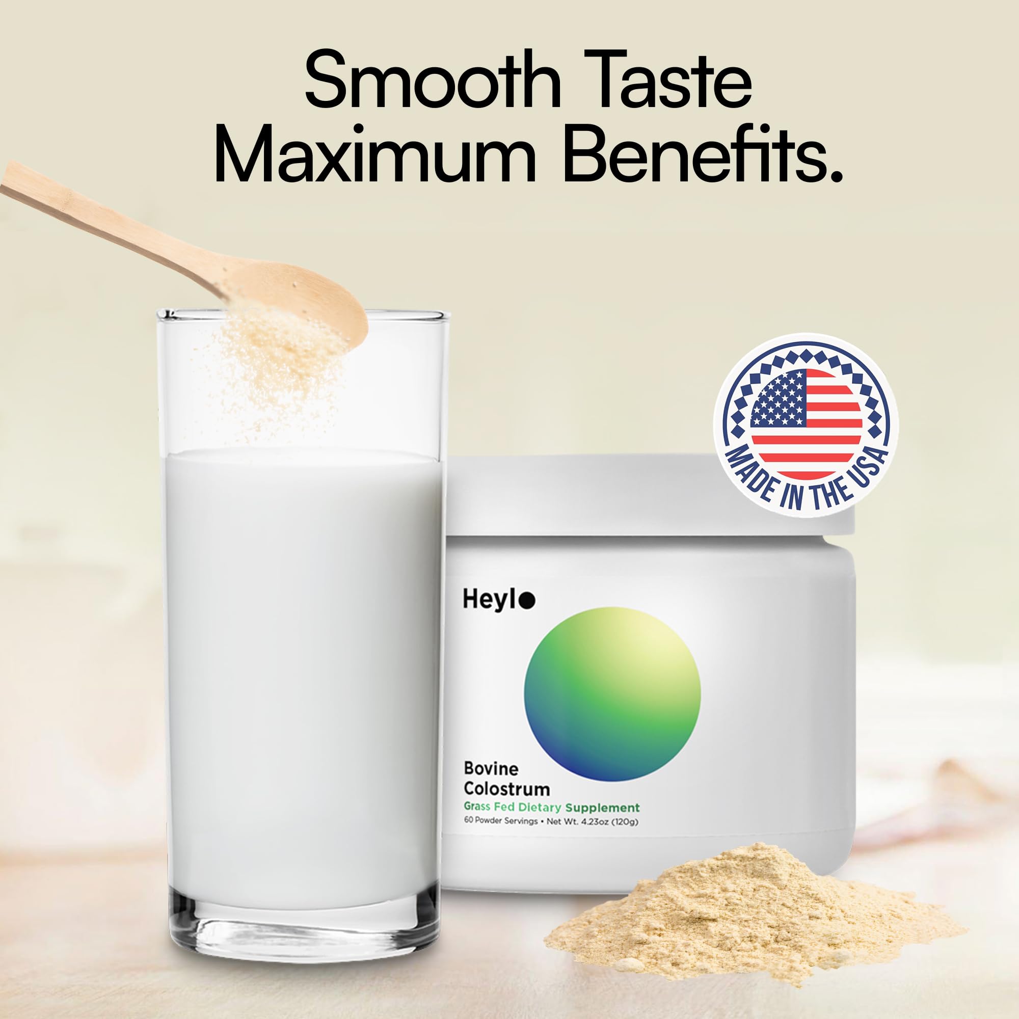 Heylo Premium Colostrum Powder – 100% Pure, Grass-Fed Bovine 40% IgG Supplement, Natural Gut Health Bloating Immunity Skin & Hair, Muscle Recovery, Rich in Immunoglobulins, 60 Servings Heylo Health Au supplements