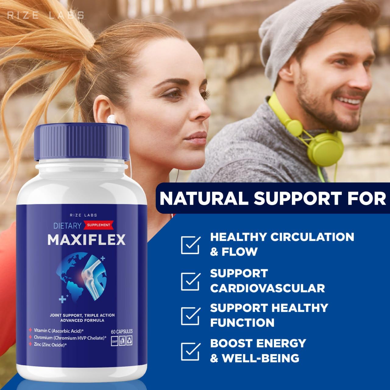 rize labs - Maxi Flex All Natural Suppplement, Capsules for Joint Support, Pills for Mobility and Flexibility, Advanced Formula Supplement, Triple Action (300 Capsules) rize labs Au supplements