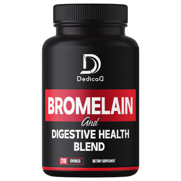 DEDICAD 6in1 Bromelain 500mg Supplement - 1000mg per Serving - 210 Capsules with Digestive Health Blend as Quercetin, Ginger, Turmeric, Papaya - Support Overall Health, Digestion & Immune System DEDICAD Au supplements