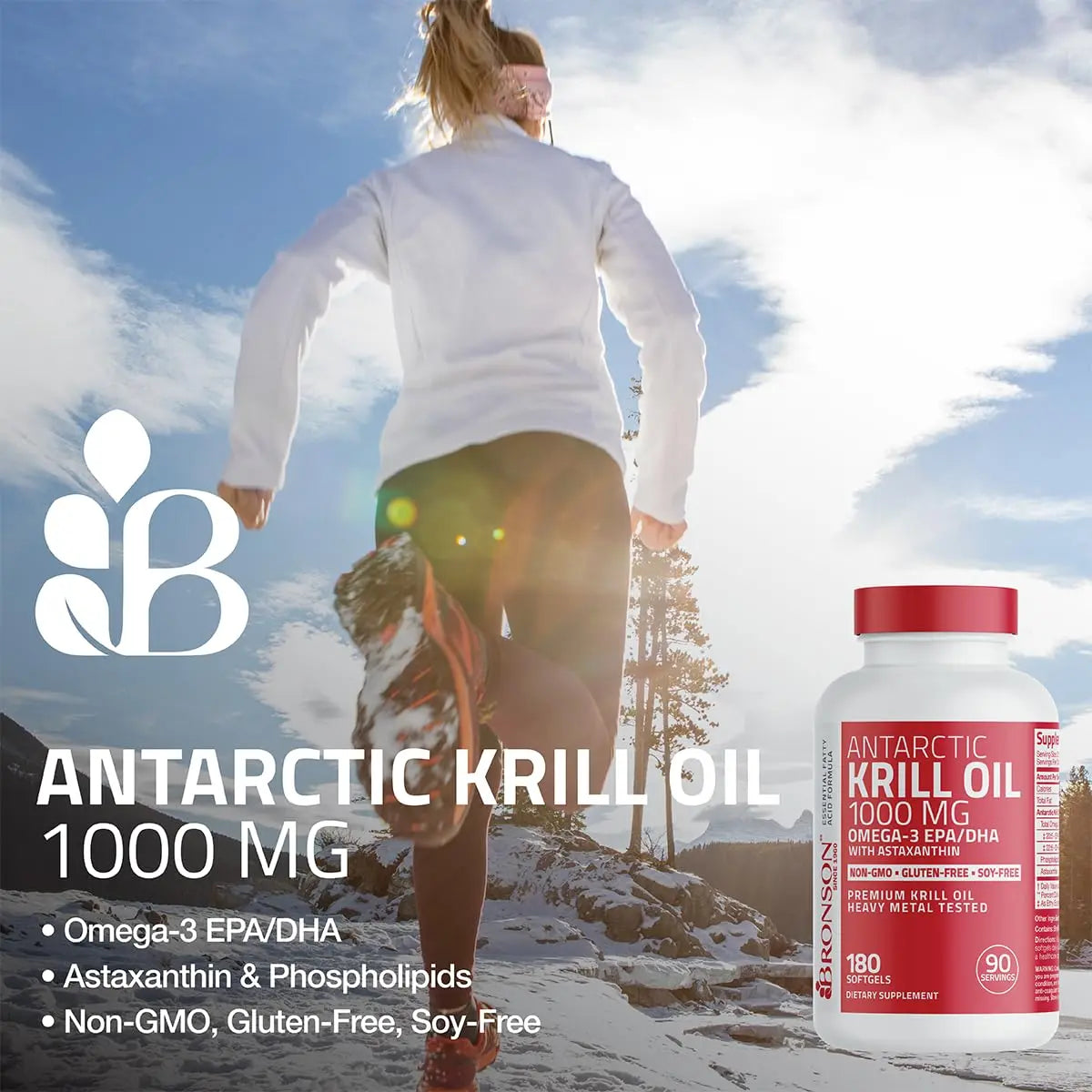 Bronson Antarctic Krill Oil 1000 mg with Omega-3s EPA, DHA, Astaxanthin and Phospholipids 120 Softgels Bronson Au supplements