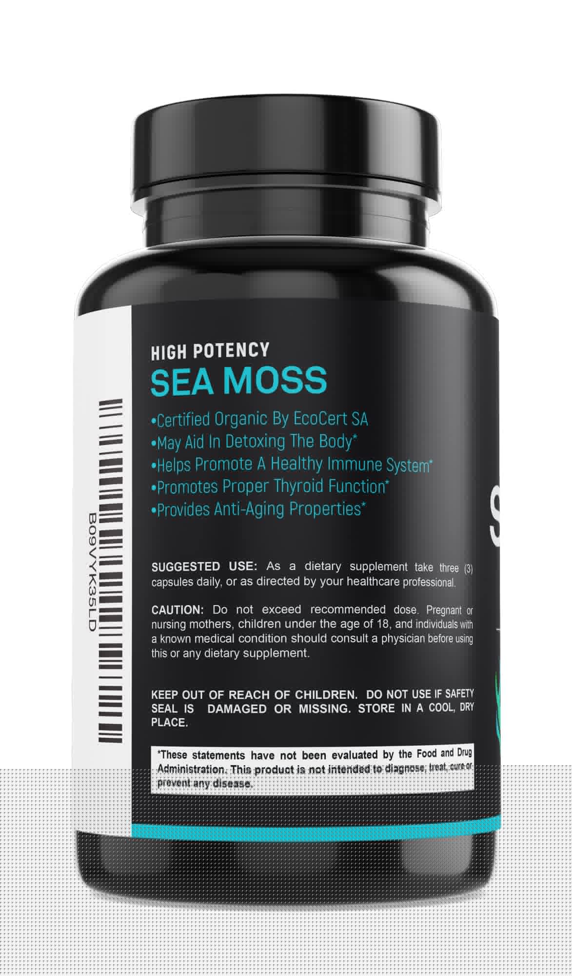 SPARTIS Certified Organic Sea Moss Capsules 2250mg Wildcrafted Irish Sea Moss Burdock Root Bladderwrack Supplement Raw Seamoss Pills & Powder (Pack of 1 at 180-Caps) SPARTIS Au supplements