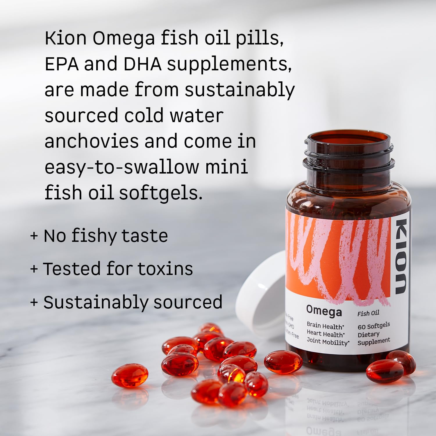 Kion Omega - Omega 3 Fatty Acid Supplements - DHA Supplements - Mini Fish Oil Softgels - Omega 3 DHA EPA Fish Oil Pills - Fish Oil 1,000 mg - 30 Servings Kion Au supplements