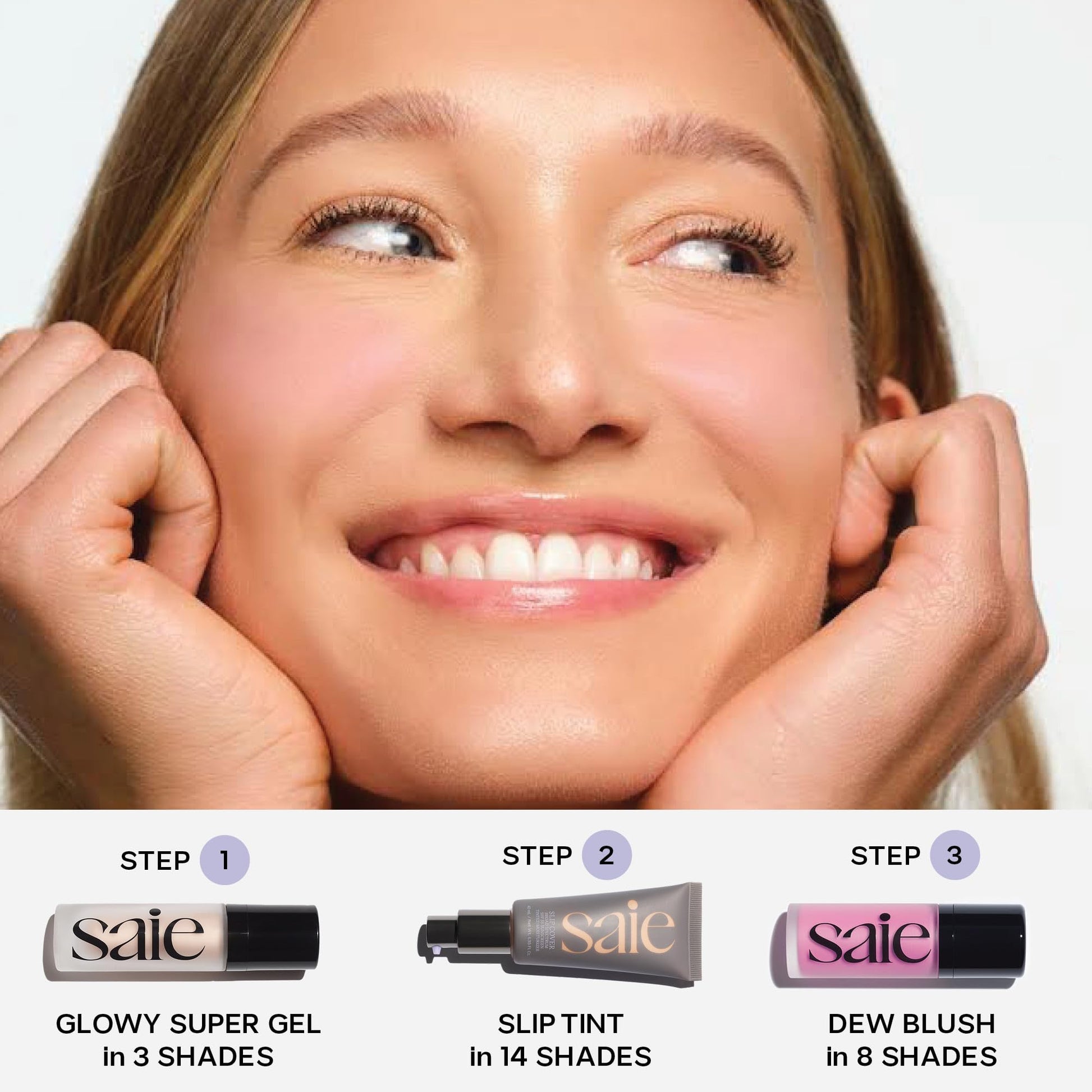 Saie Mini Glowy Super Gel Lightweight llluminator & Makeup Primer - Sunglow (0.5 oz) + Dew Blush - Lightweight Liquid Blush with a Blendable + Buildable Cream Finish - Sweetie (.40 oz) Saie Au supplements