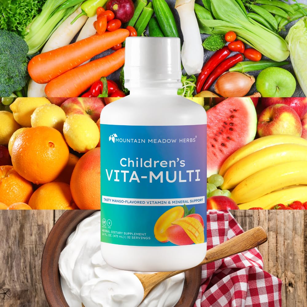 Mountain Meadow Herbs Children's Vita-Multi: Blended Vitamin & Mineral Supplement - Fast Absorbing Liquid Kids Vitamins with Fruits, Greens, and Eye-Protecting Lutein (16 oz.) Mountain Meadow Herbs Au supplements