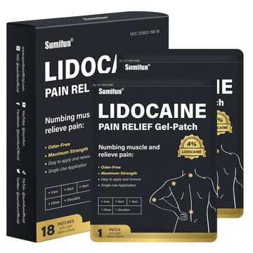 Sumifun 4% Lidocaine Patches, Long Lasting Plaster Patch for Knee, Shoulder, Muscle, Joints with Natural Ingredients, Extended Patch with Lidocaine (Large, Count, 18) Sumifun Au supplements