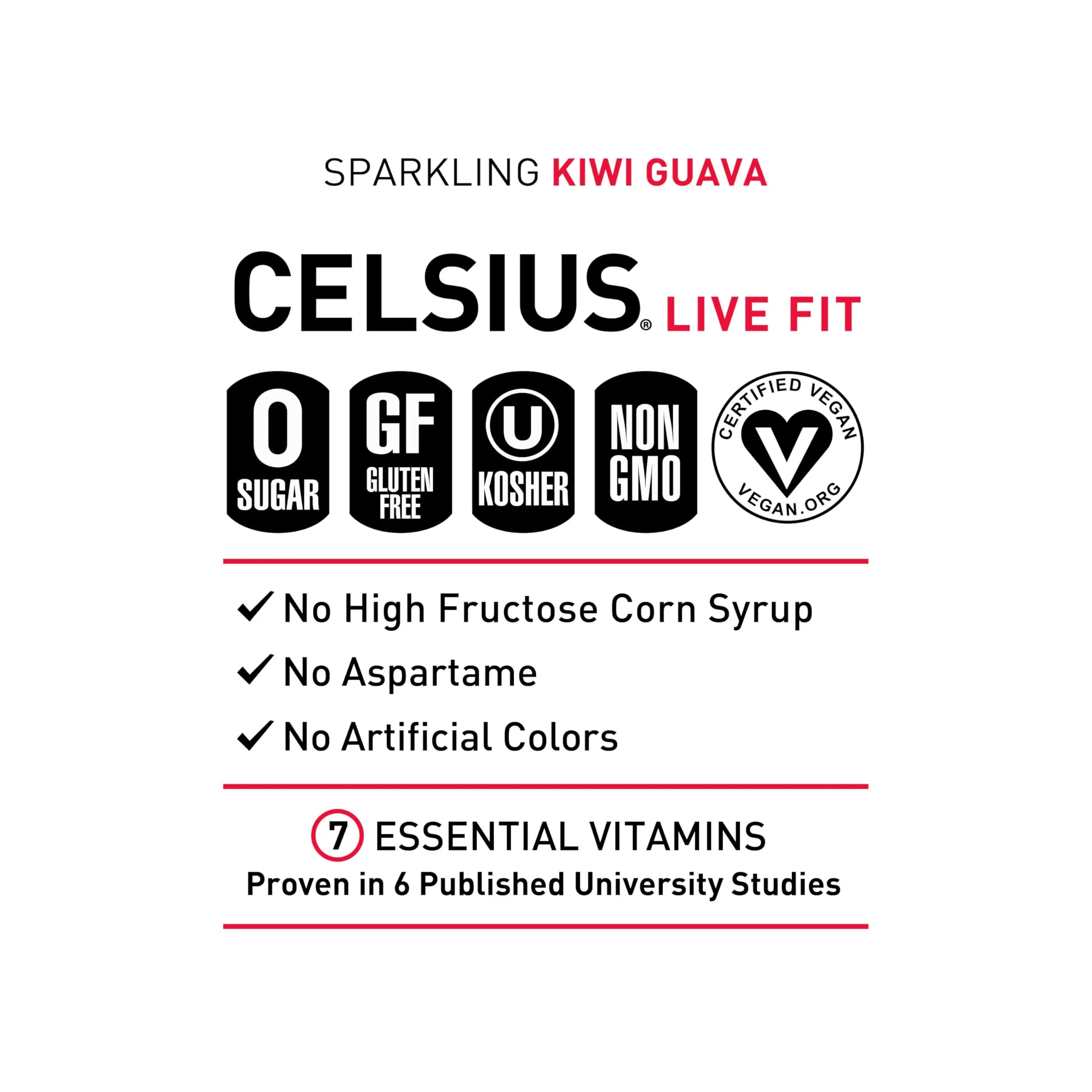 CELSIUS Sparkling Kiwi Guava, Functional Essential Energy Drink 12 Fl Oz (Pack of 12) CELSIUS Au supplements