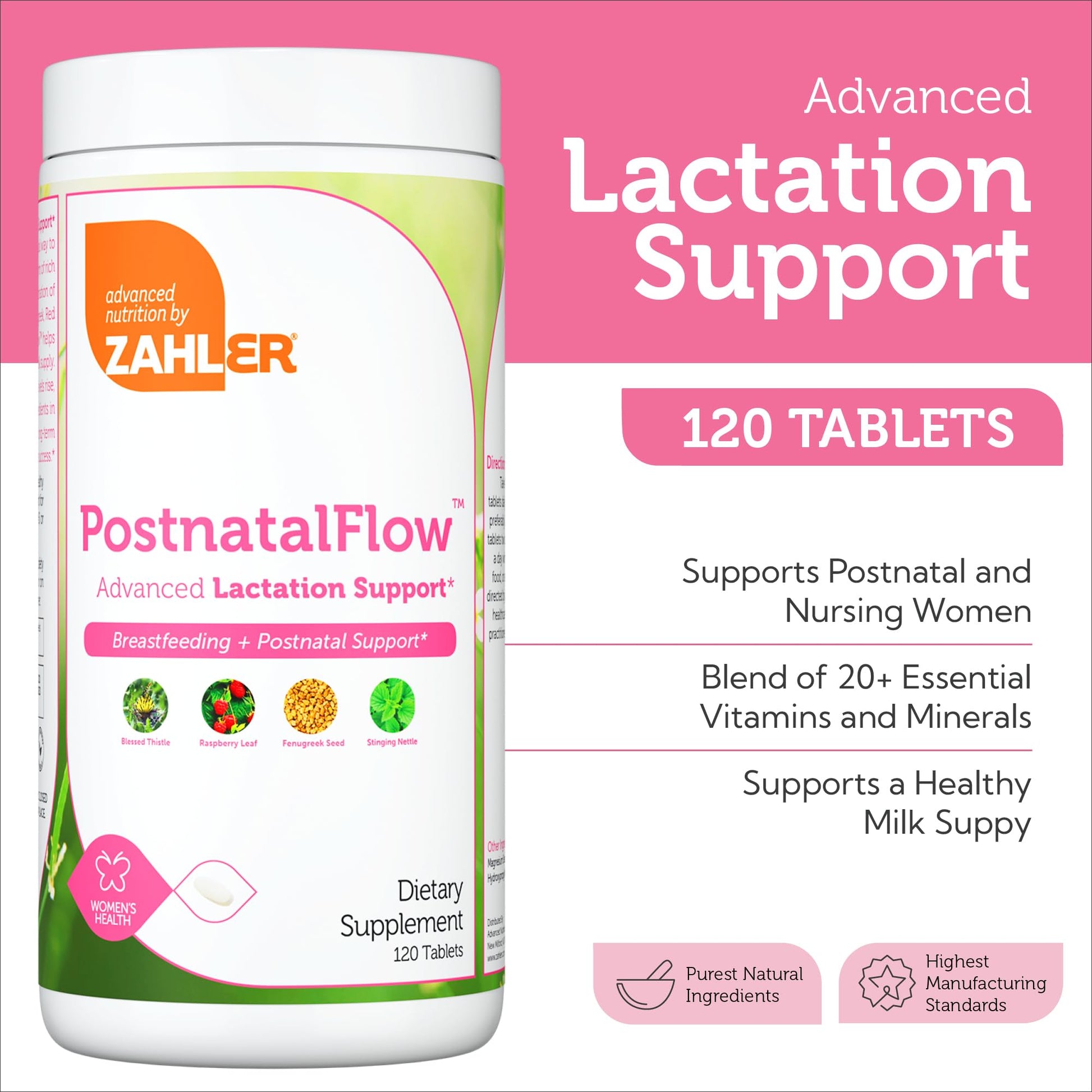 Zahler Postnatal Flow for Advanced Lactation Support, Breastfeeding + Postnatal Support, 120 Tablets. Zahler Au supplements