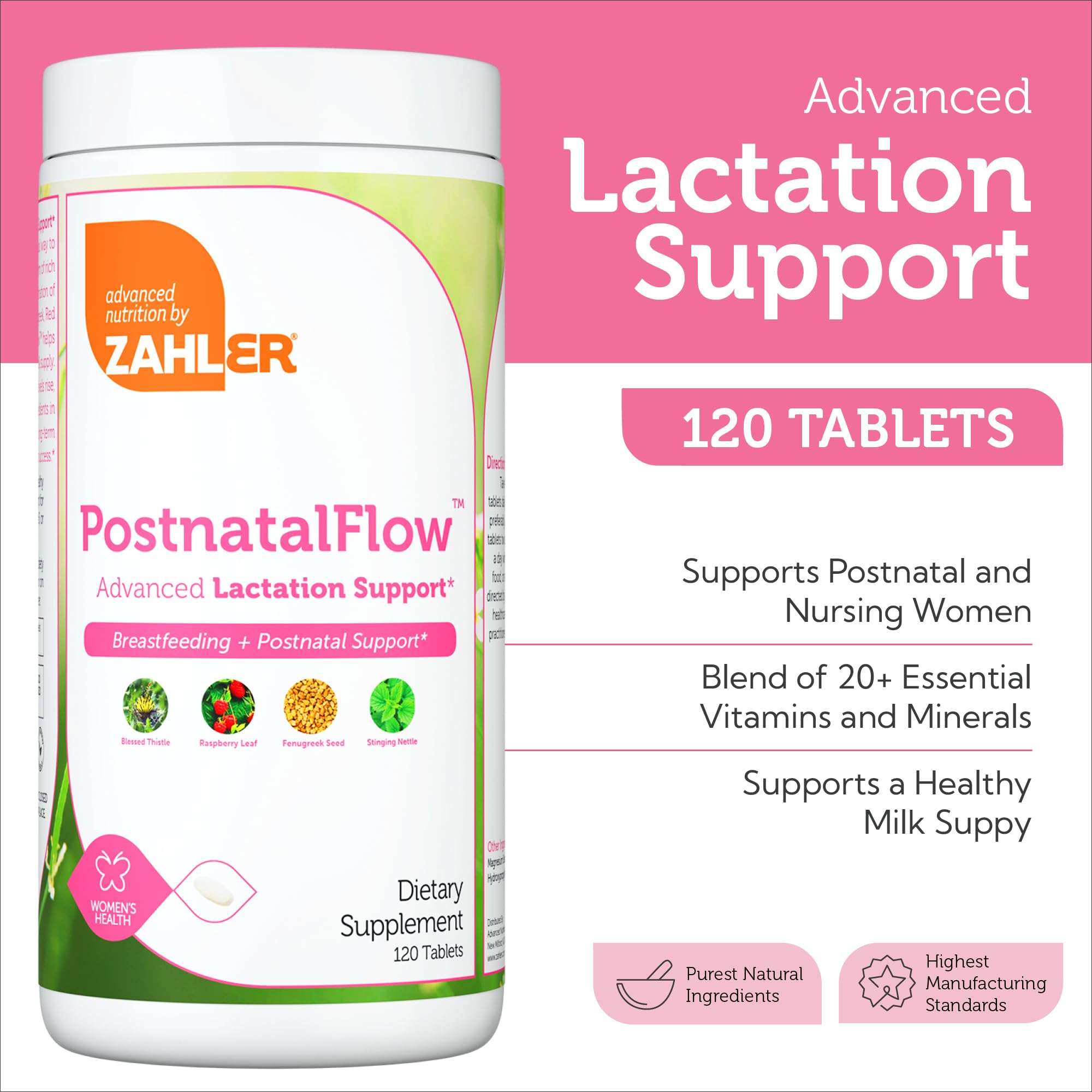 Zahler Postnatal Flow for Advanced Lactation Support, Breastfeeding + Postnatal Support, 120 Tablets. Zahler Au supplements