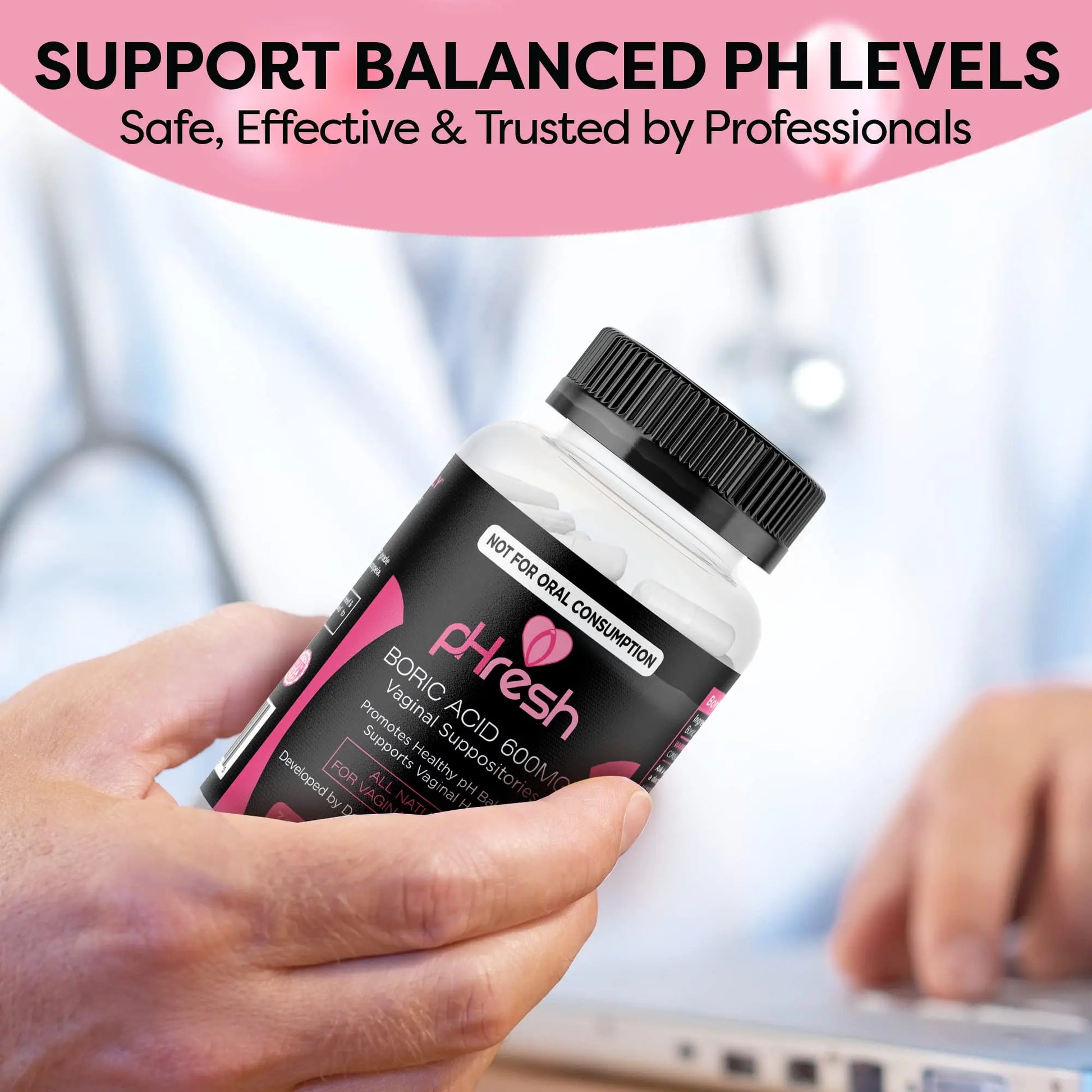 ACE NUTRITION pHresh Boric Acid Suppositories for Women, Suppositories for Odor Use, Natural Feminine Care Supports Vaginal Health & Promotes Healthy pH Balance - Made in USA ACE NUTRITION Au supplements