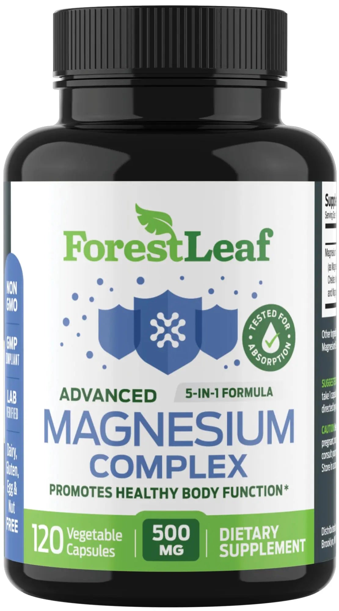 ForestLeaf Magnesium Complex for Women and Men - 500mg Magnesium Supplement for Sleep - 5-in-1 Chelated Magnesium Citrate, Bisglycinate, Malate, Taurate, Oxide (120 Ct) ForestLeaf Au supplements