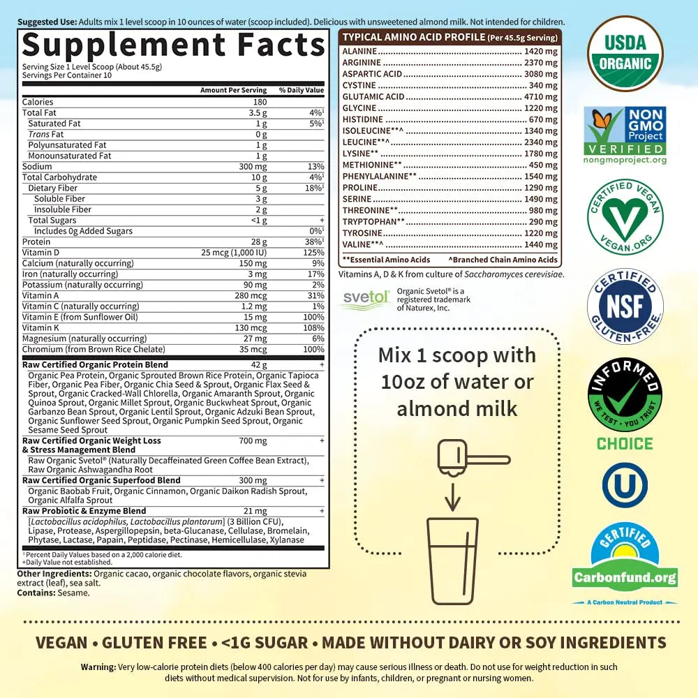 Garden of Life Raw Organic Fit Vegan Protein Powder Chocolate, 28g Plant Based Protein Garden of Life Au supplements