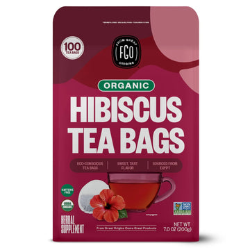 FGO Organic Hibiscus Tea, Eco-Conscious Tea Bags, 100 Count, Packaging May Vary FGO Au supplements