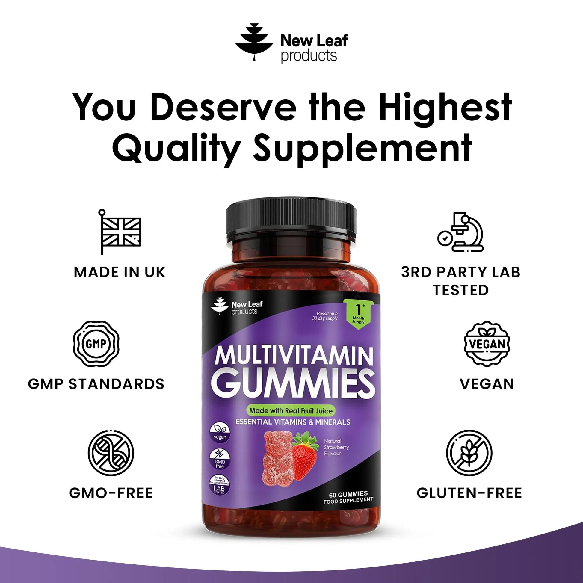 Multivitamin Gummies High Strength for Men Women - Vegetarian +14 Essential Vitamins NEW LEAF PRODUCTS Au supplements