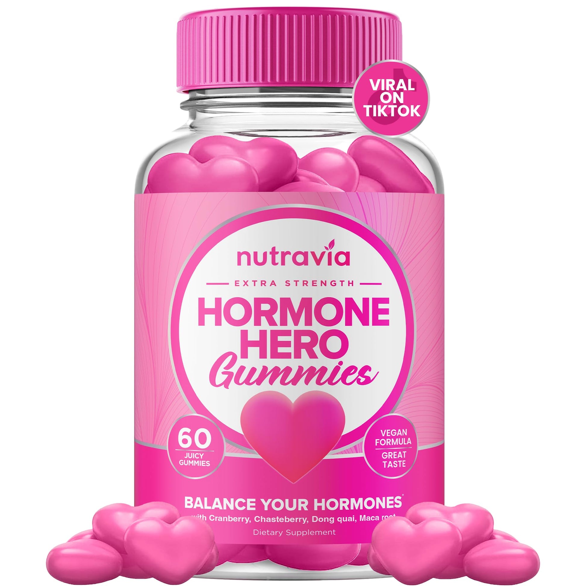 Hormone Balance For Women Gummies + PMS Relief Supplement - Supports Mood Swings, Clear Skin, Reduced Cramps and Bloating - Hormonal PMS Gummies PCOS Vitamin with Cranberry, Dong Quai (60 Gummies) Nutravia Au supplements