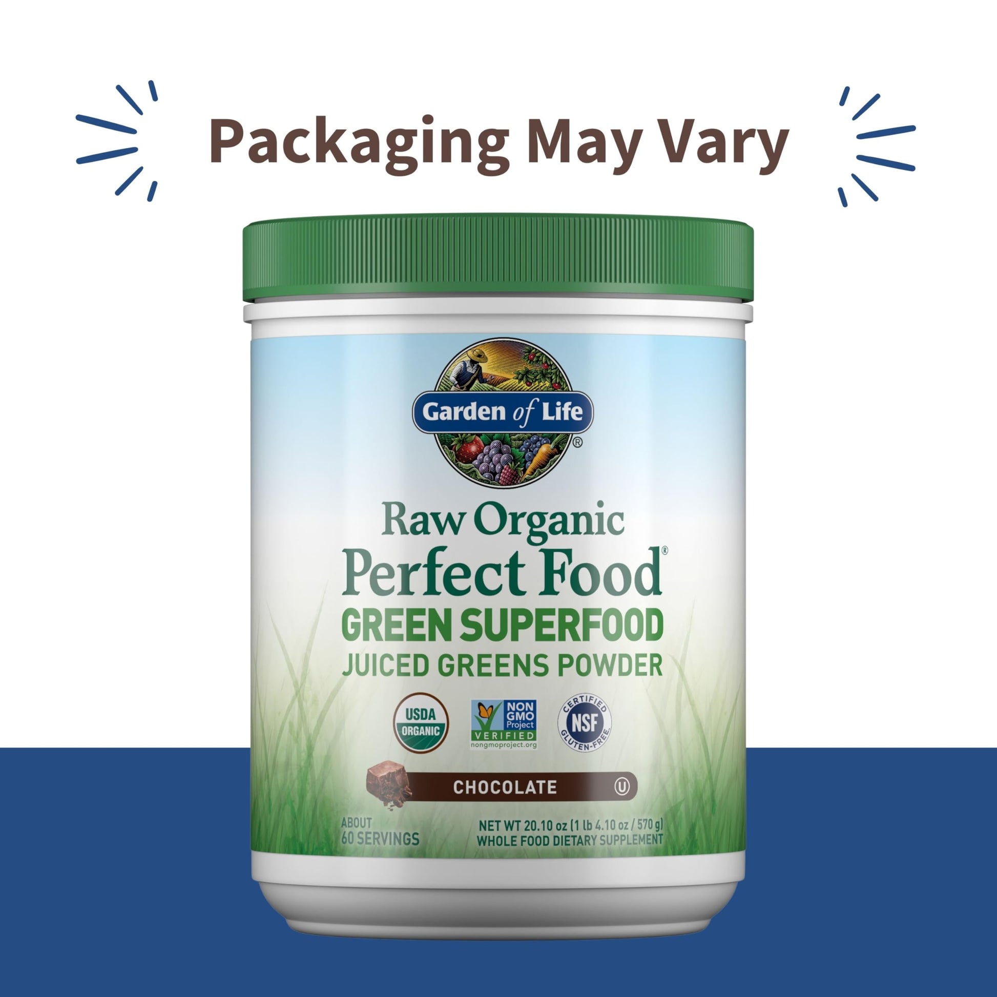Garden of Life Raw Organic Perfect Food Green Superfood Juiced Greens Powder - Chocolate, 60 Servings, Non-GMO, Gluten Free, Vegan Whole Food Dietary Supplement Plus Probiotics, Enzymes Garden of Life Au supplements