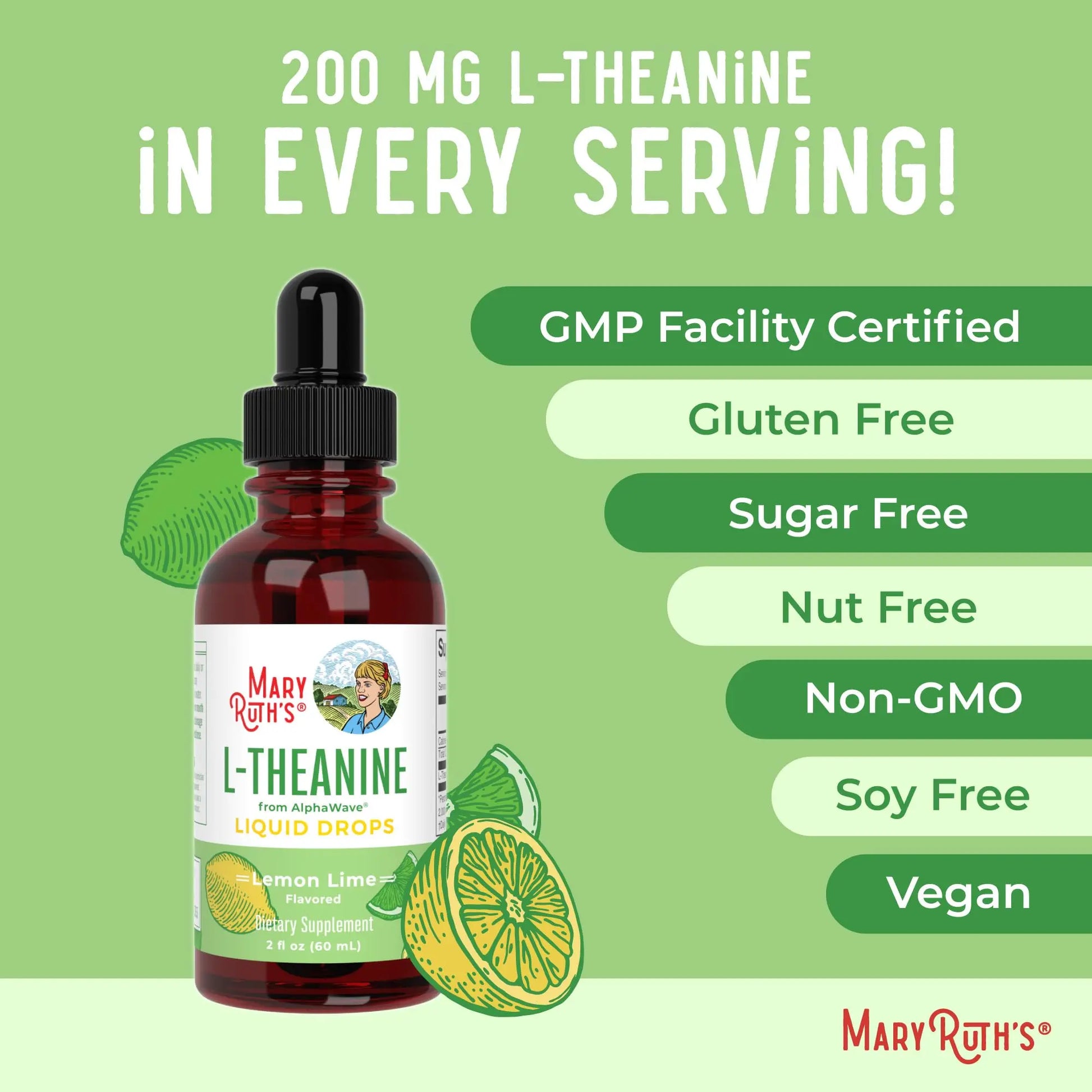 MaryRuth's L Theanine 200mg Liquid Drops | Mood Support for Adults & Kids | Focus Supplement | Natural Sleep Support | Vegan MARYRUTH'S Au supplements