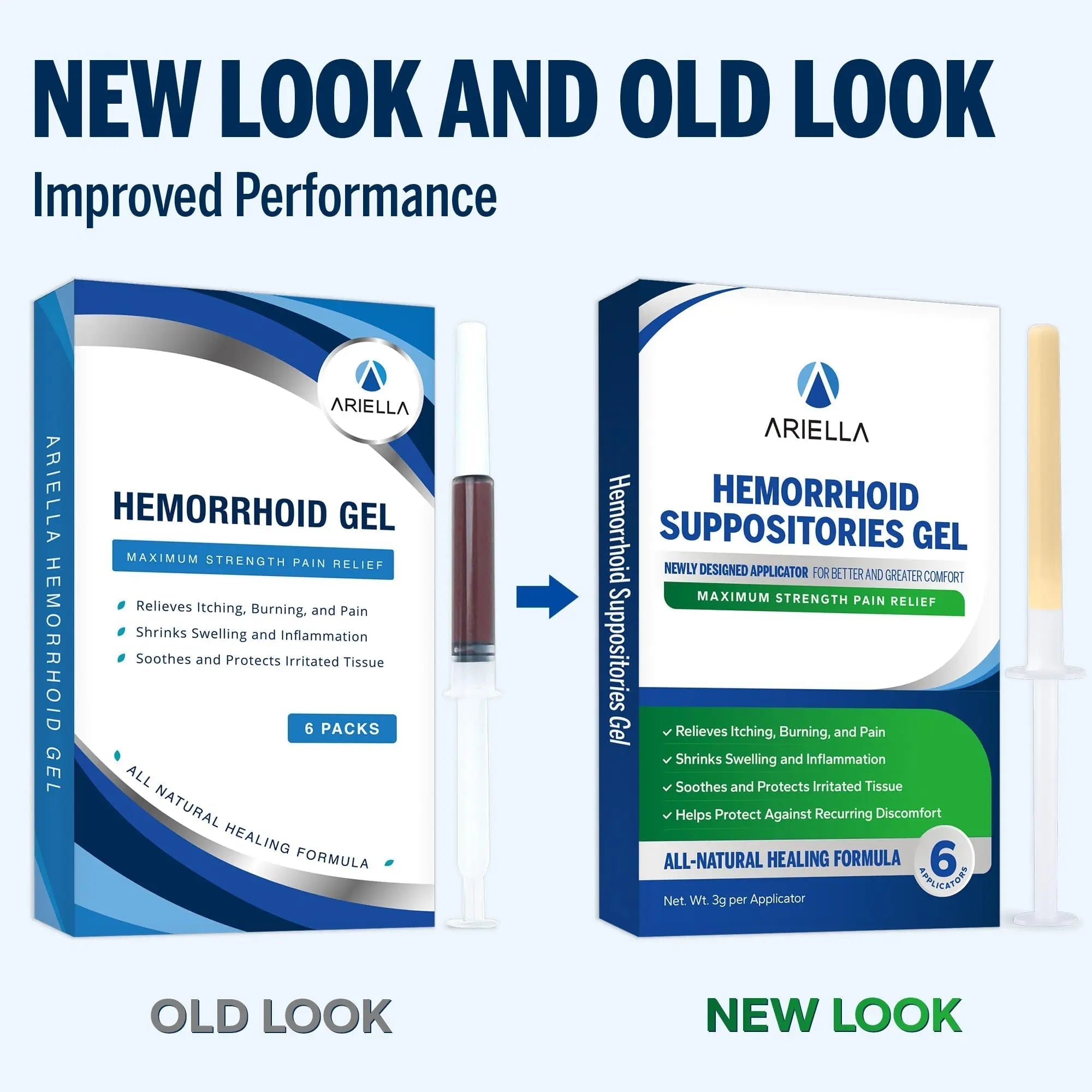Ariella Hemorrhoid Treatment Suppository Gel: Natural & Herbal - Relieve Itching Burning Discomfort - Internal Relief - New Rounded Applicator - Nighttime Use (Pack of 6) Ariella Au supplements
